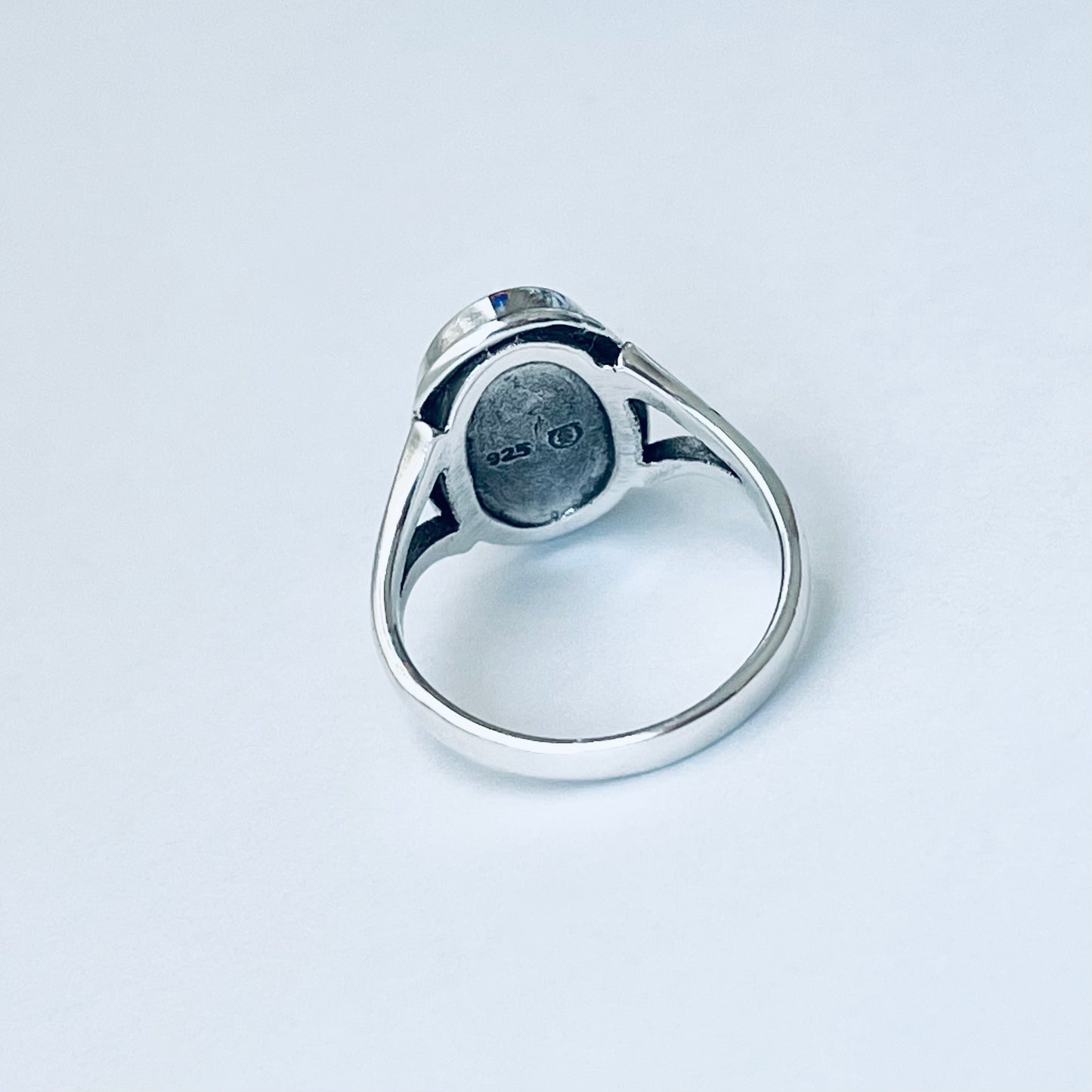 Sterling Silver Oval Genuine Turquoise Ring – Boho Statement Stone Silver Rings