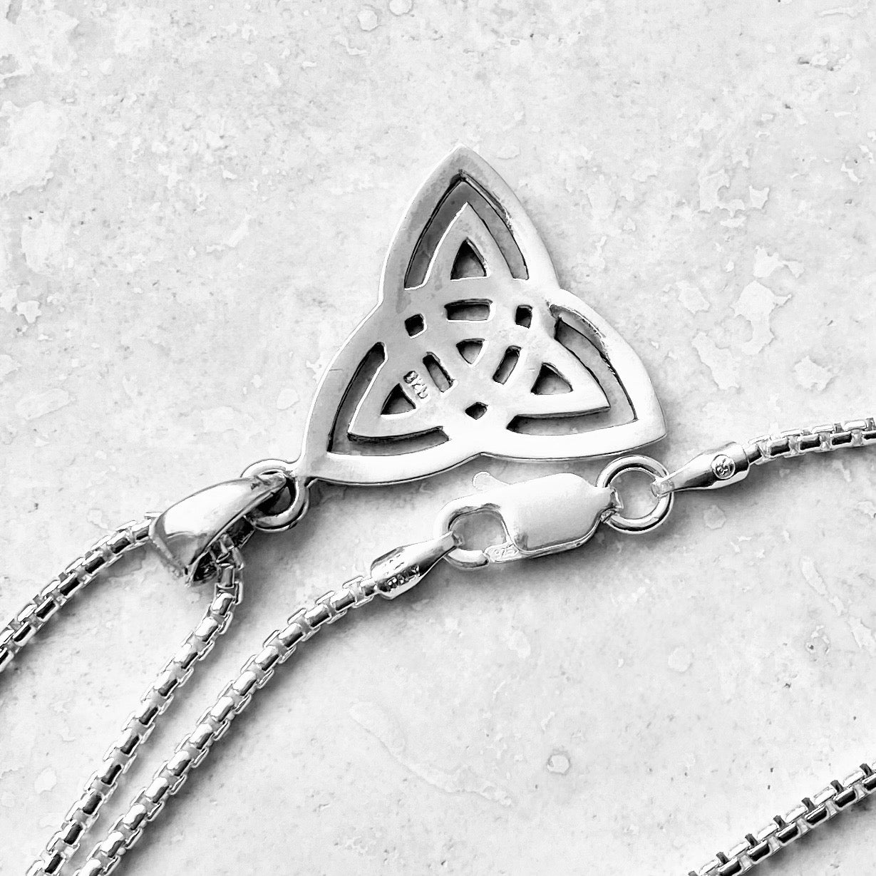 Sterling Silver Large Celtic Triquetra Woven Necklace | Statement Trinity Knot Jewelry