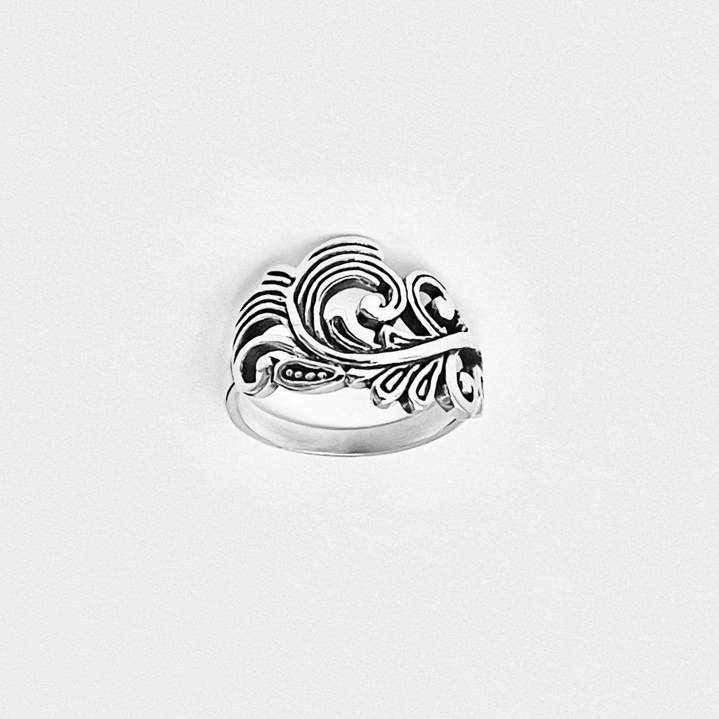Sterling Silver Swirly Leaf Ring, Tree Ring, Swirl Leaves, Silver Rings