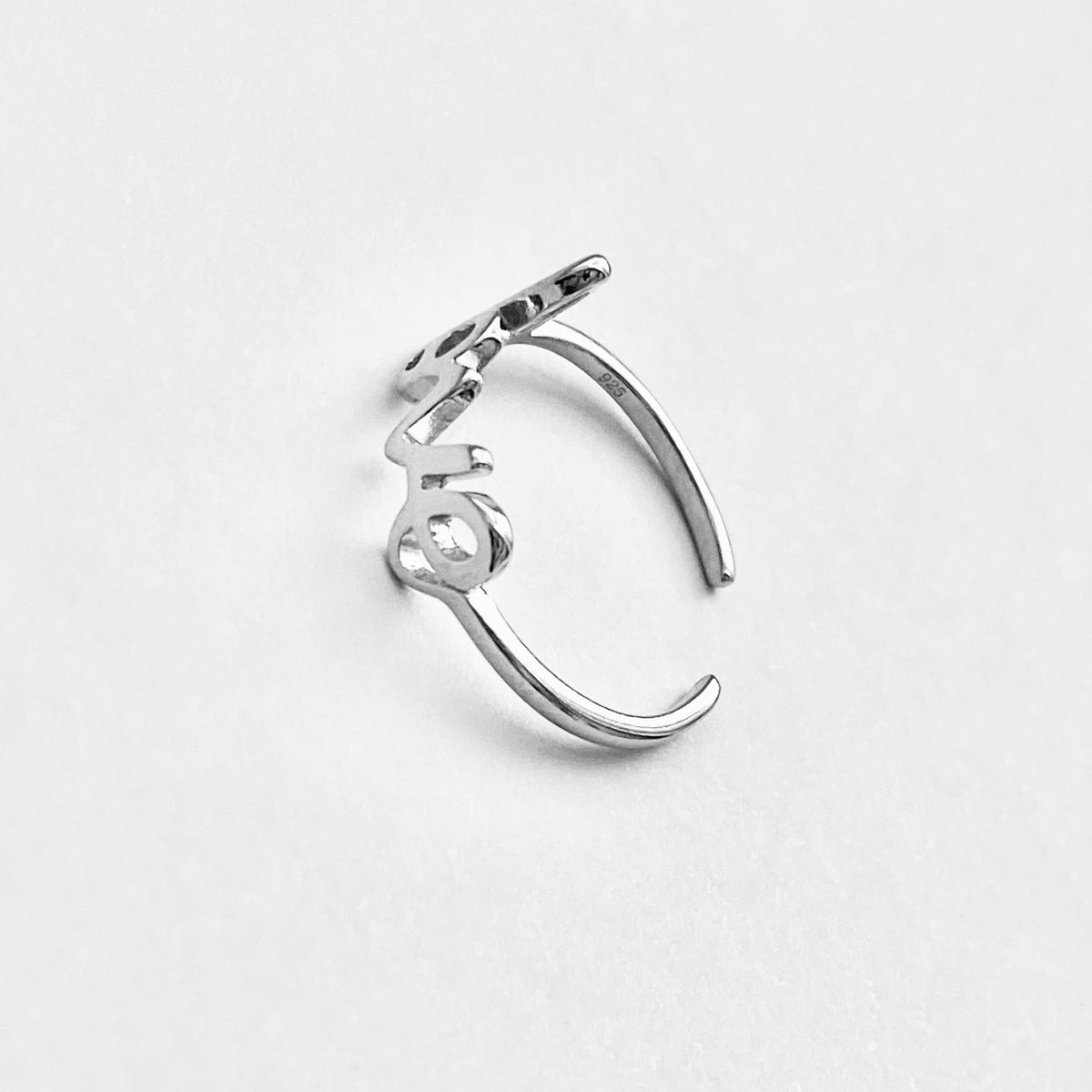925 Sterling Silver Dainty Statement Love Toe Ring | Word Midi Pinky Silver Rings