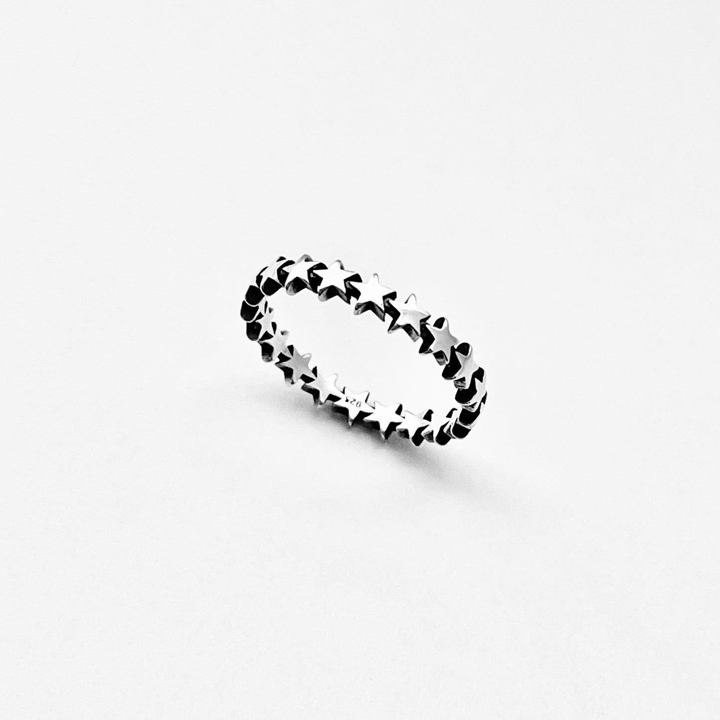 Sterling Silver Delicate Eternity Star Band Ring, Celestial Jewelry, Stackable Bands