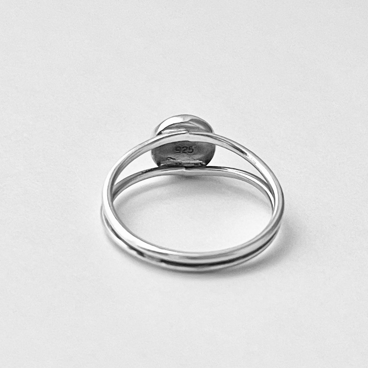 925 Sterling Silver Small OM Ring on Double Thin Band | Minimalist Yoga Silver Rings