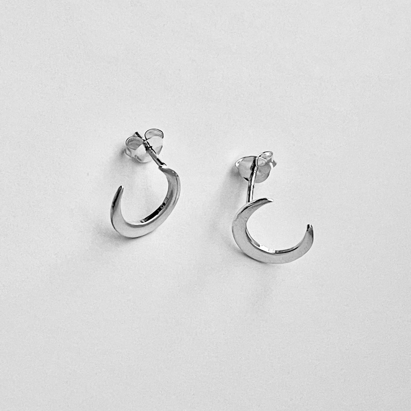 Sterling Silver Large Crescent Moon Earring, Celestial Earrings, Stud Silver Earring