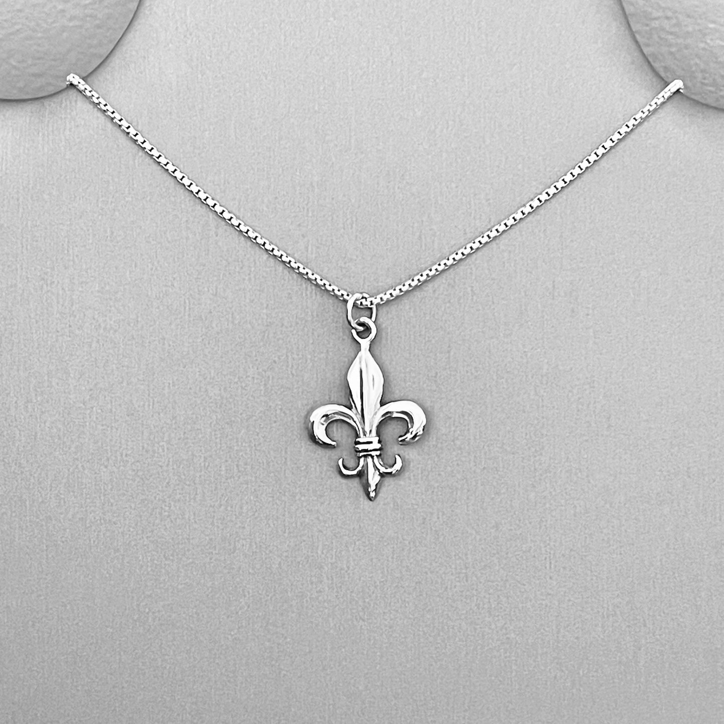 Sterling Silver Saints Fleur de Lis Necklace – France Symbol Lily Silver Pendant Chain