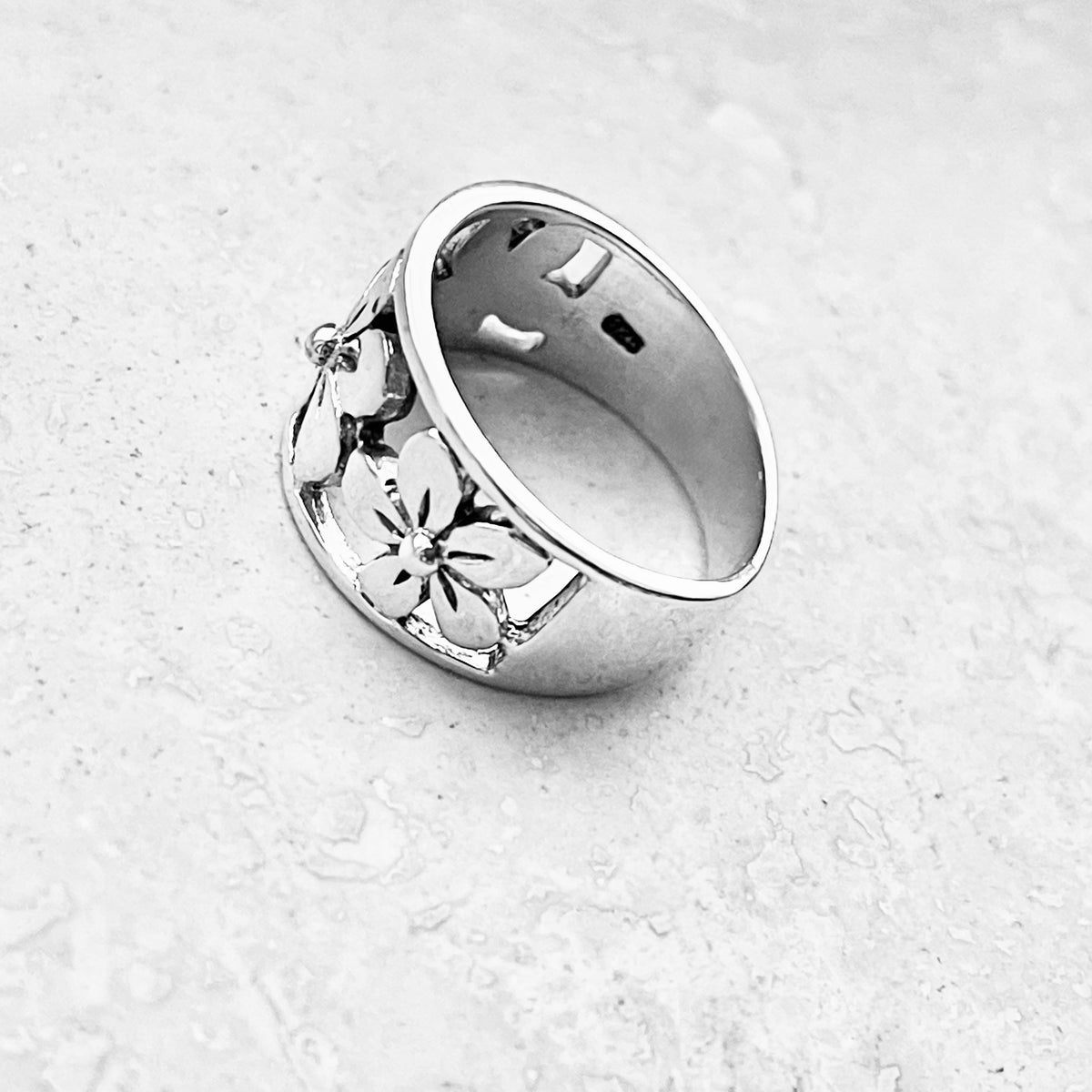 925 Sterling Silver Triple Plumeria Flower Ring – Hawaiian Floral Silver Rings