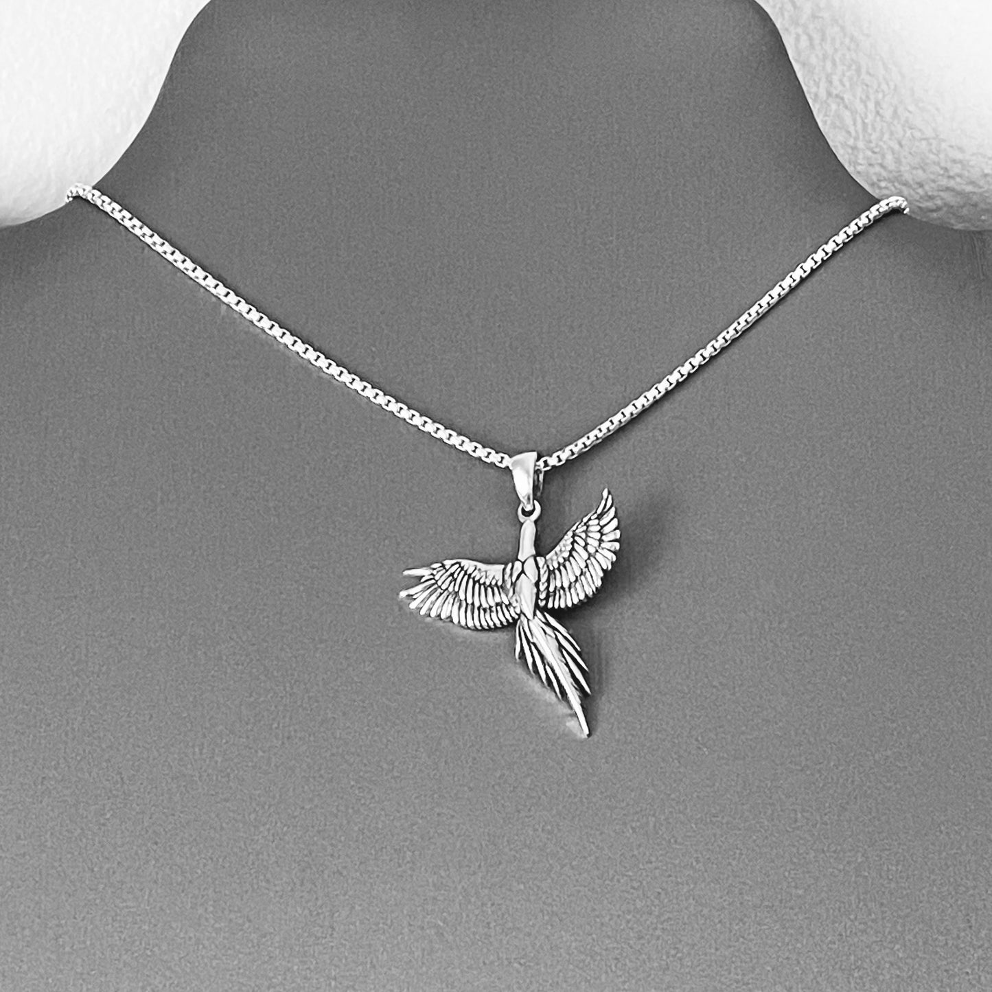 Sterling Silver Rising Phoenix Bird Necklace, Animal Necklaces, Spirit Birds