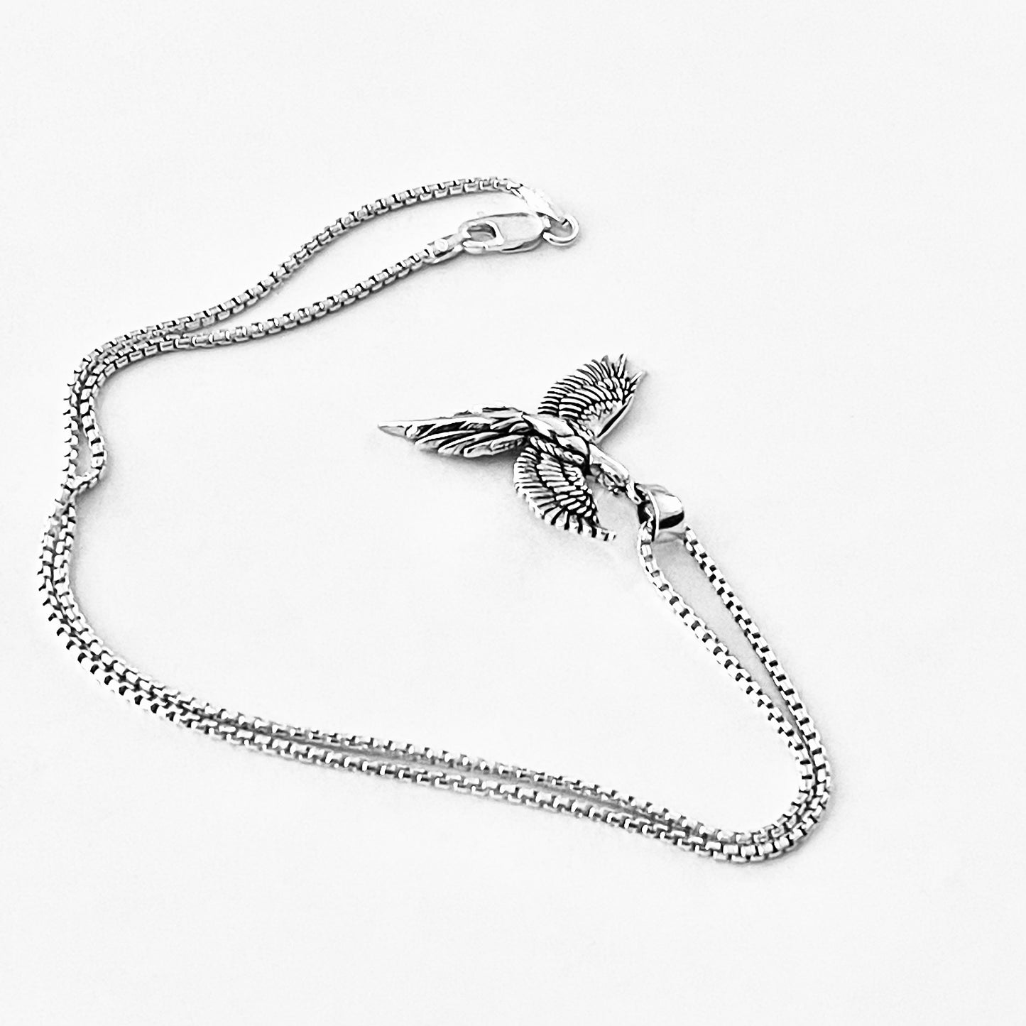Sterling Silver Rising Phoenix Bird Necklace, Animal Necklaces, Spirit Birds