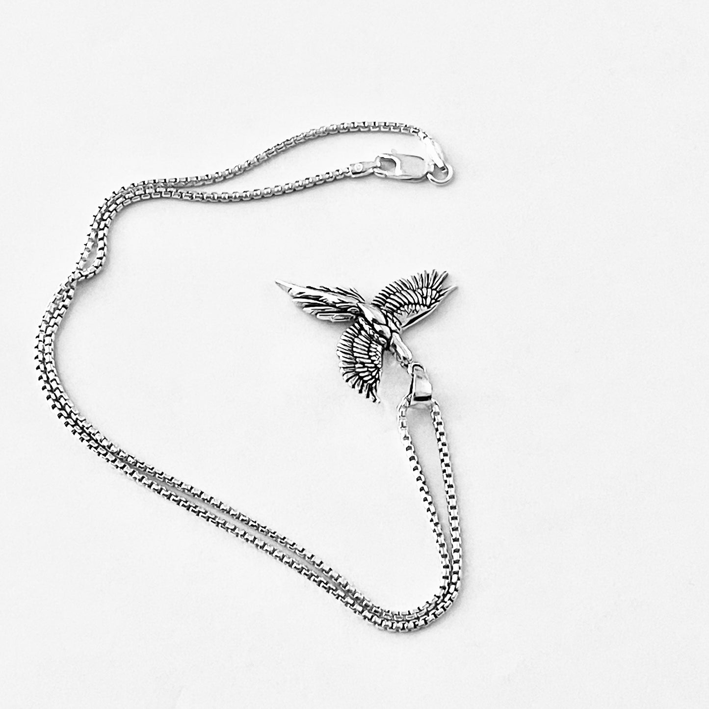 Sterling Silver Rising Phoenix Bird Necklace, Animal Necklaces, Spirit Birds