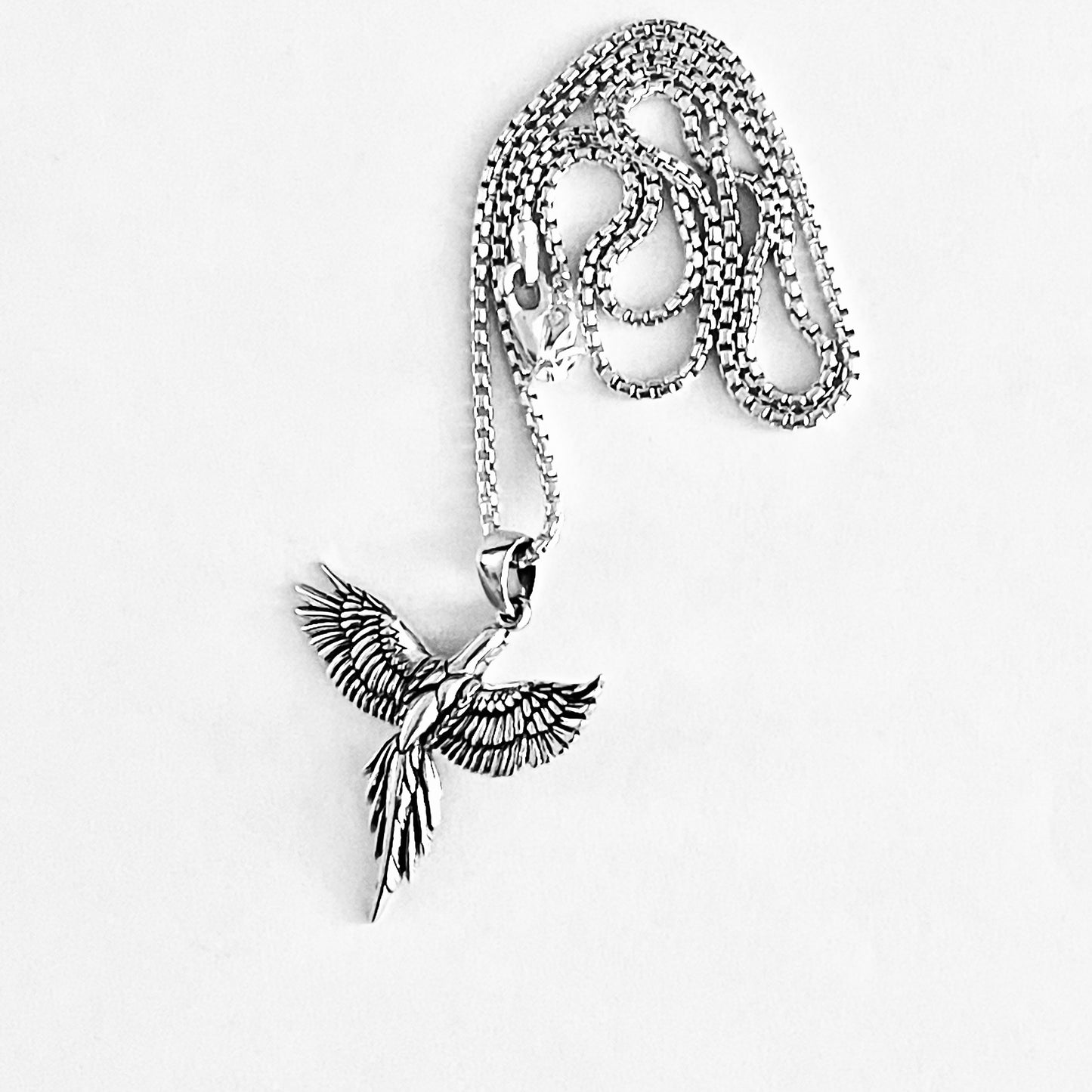 Sterling Silver Rising Phoenix Bird Necklace, Animal Necklaces, Spirit Birds