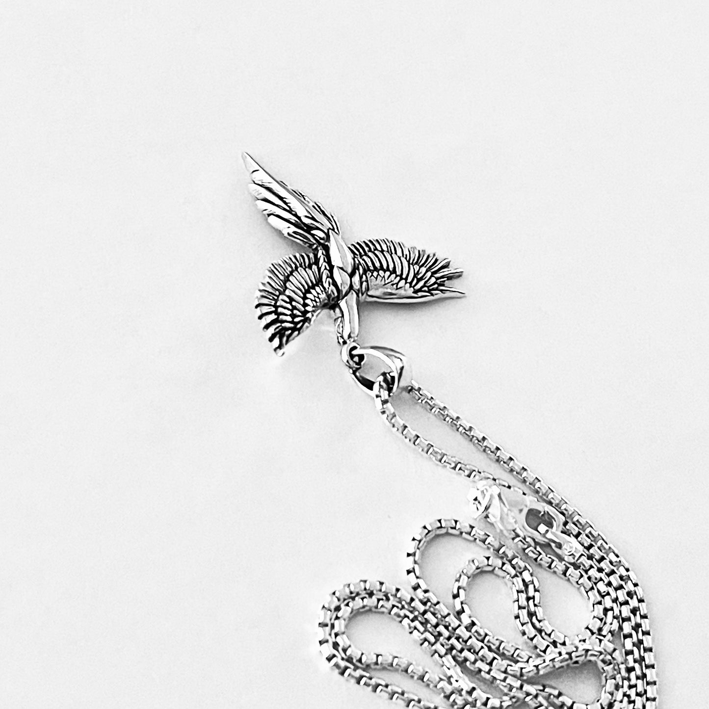 Sterling Silver Rising Phoenix Bird Necklace, Animal Necklaces, Spirit Birds