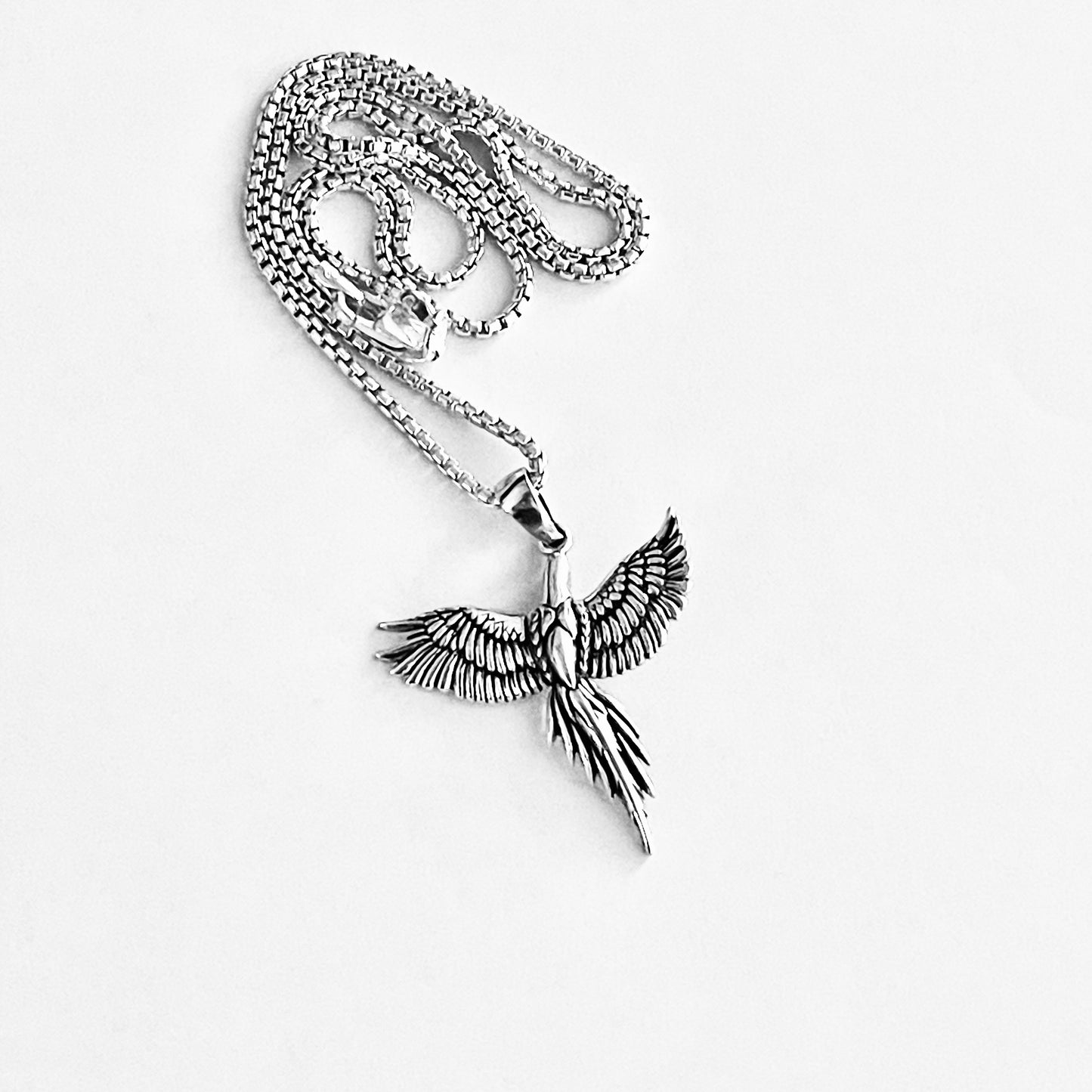 Sterling Silver Rising Phoenix Bird Necklace, Animal Necklaces, Spirit Birds