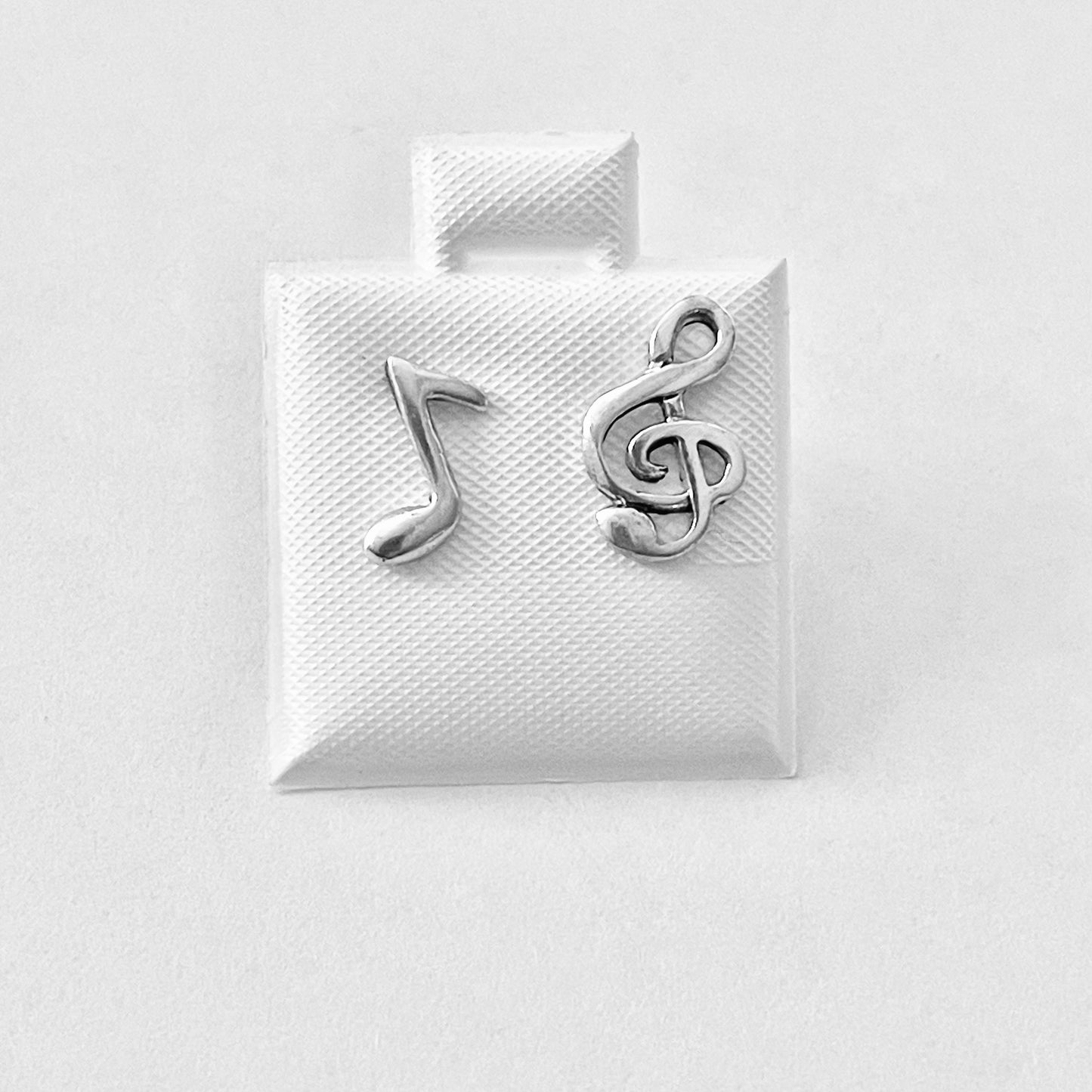 Sterling Silver Unisex Clef and Music Note Stud Earrings | Musician Jewelry, Song Writers