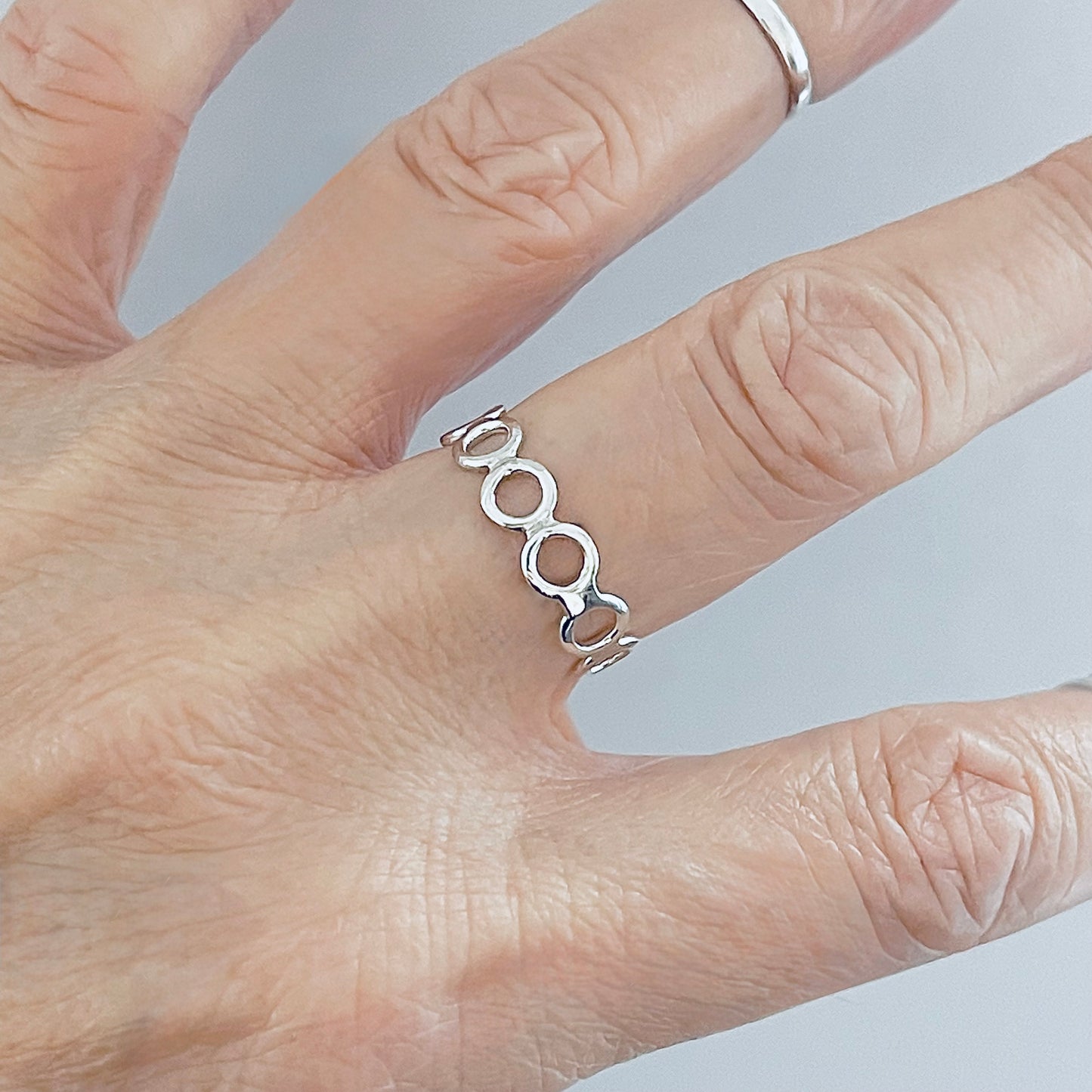Sterling Silver Thin Small Eternity Open Circle Band, Halo Rings, Round Circles