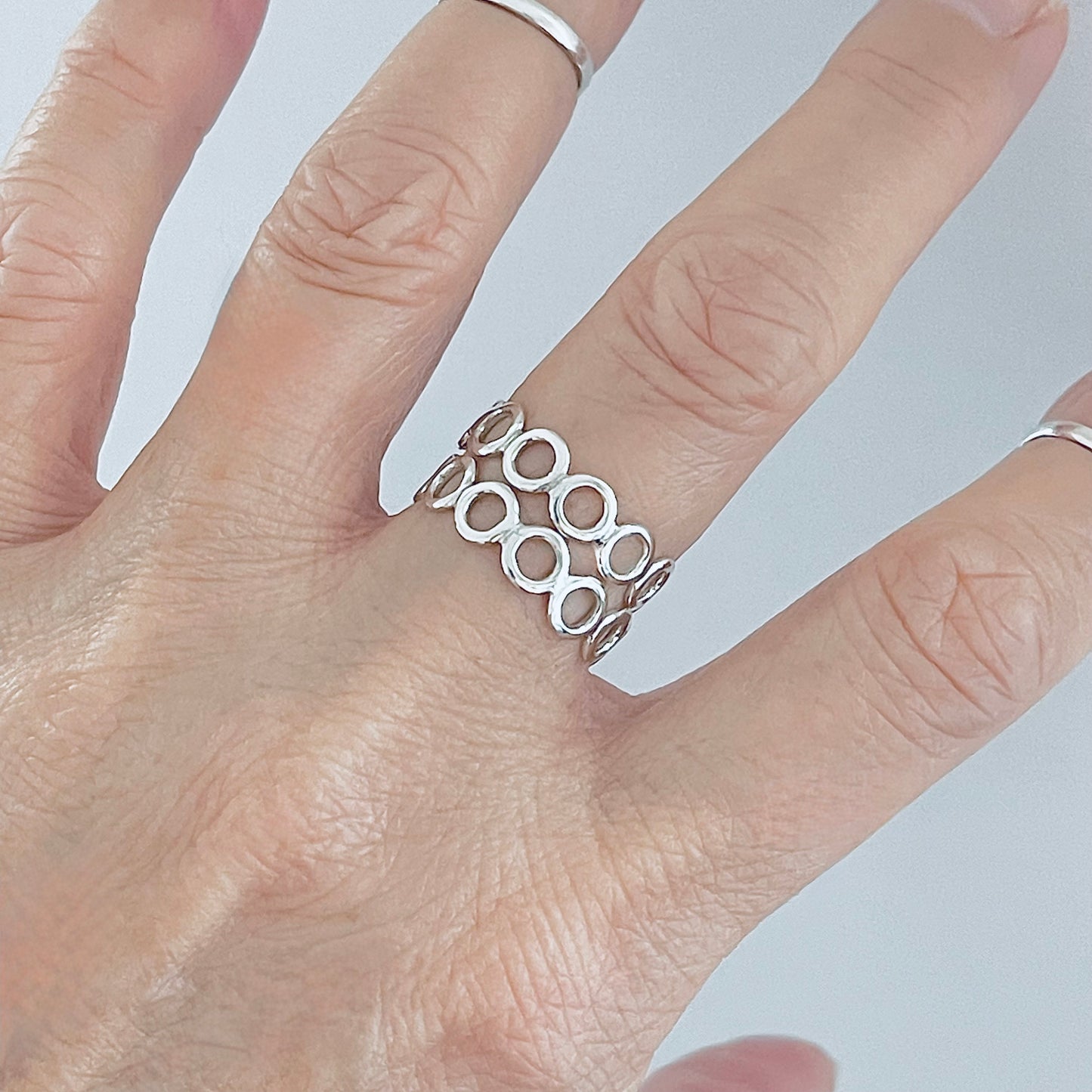 Sterling Silver Thin Small Eternity Open Circle Band, Halo Rings, Round Circles