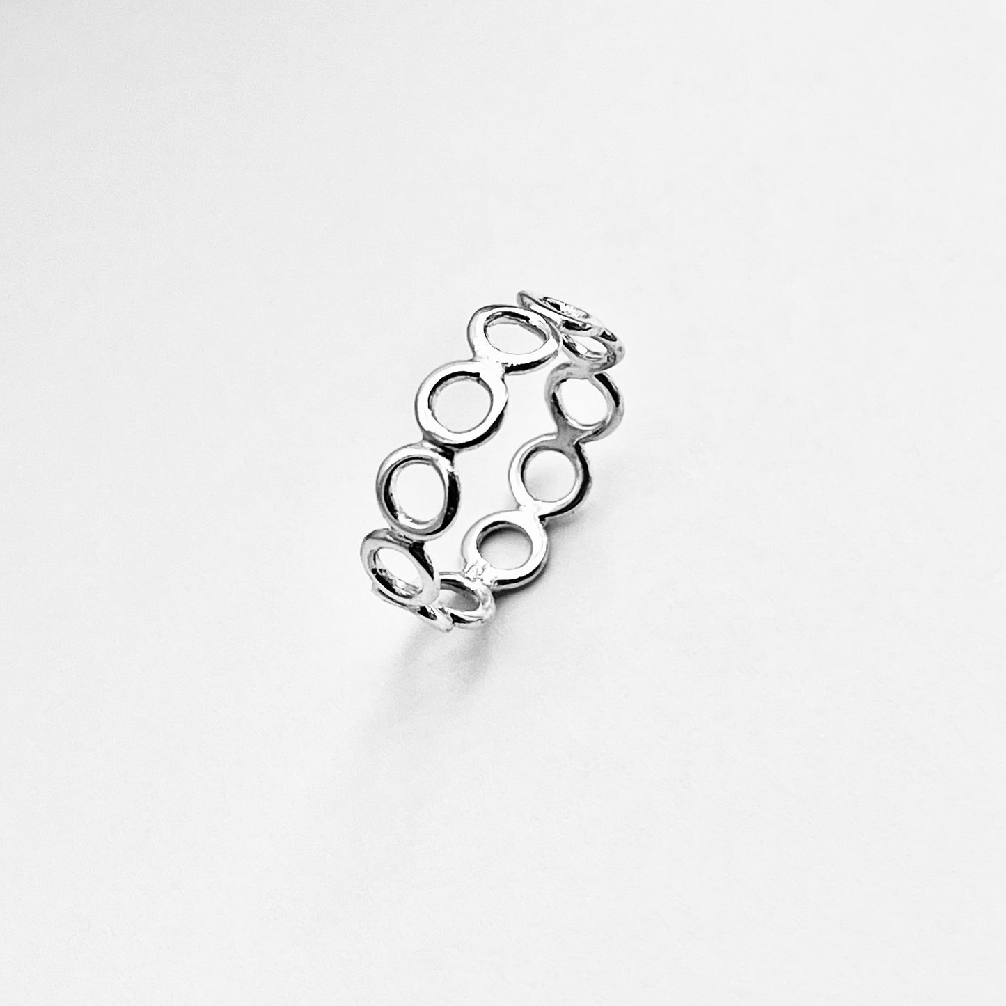 Sterling Silver Thin Small Eternity Open Circle Band, Halo Rings, Round Circles