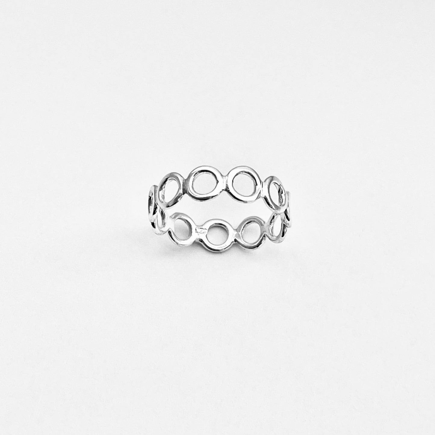 Sterling Silver Thin Small Eternity Open Circle Band, Halo Rings, Round Circles