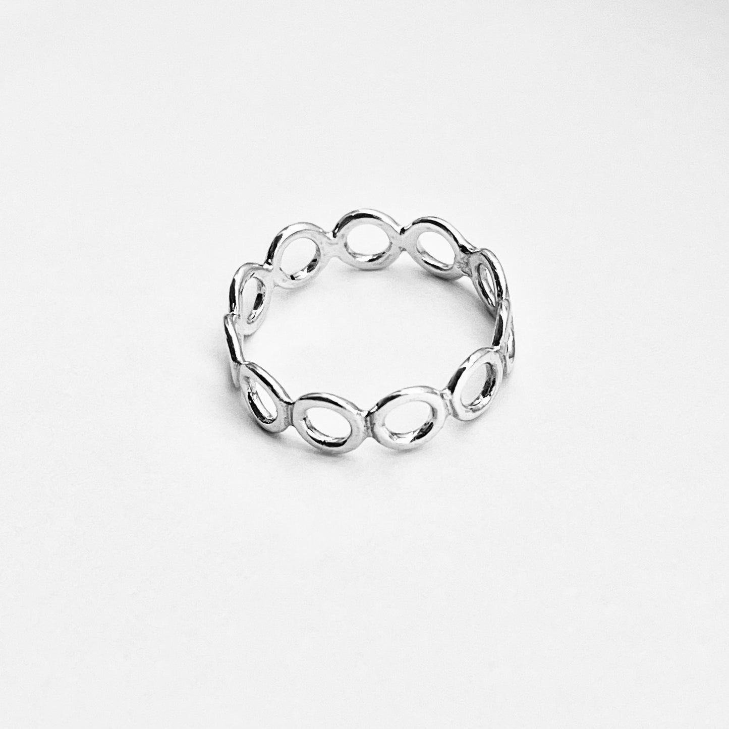 Sterling Silver Thin Small Eternity Open Circle Band, Halo Rings, Round Circles