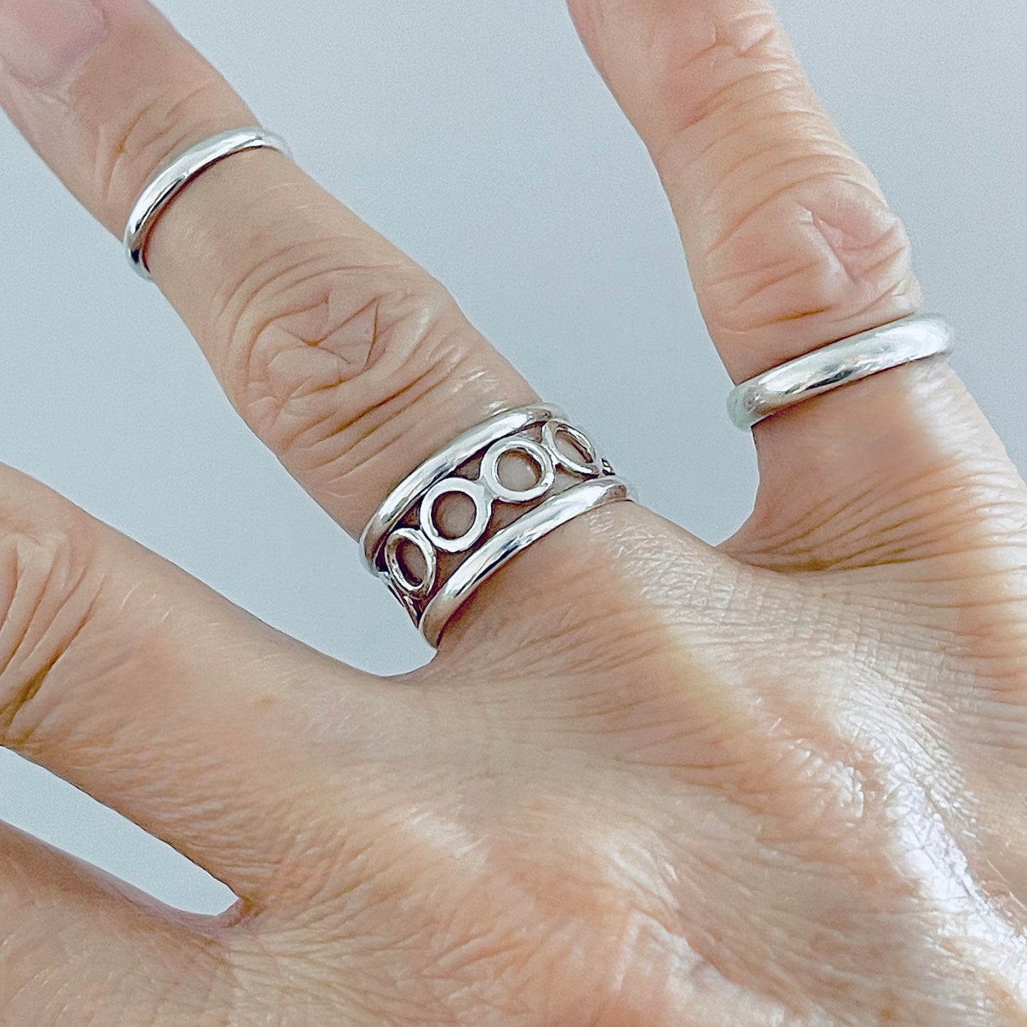 Sterling Silver Thin Small Eternity Open Circle Band, Halo Rings, Round Circles