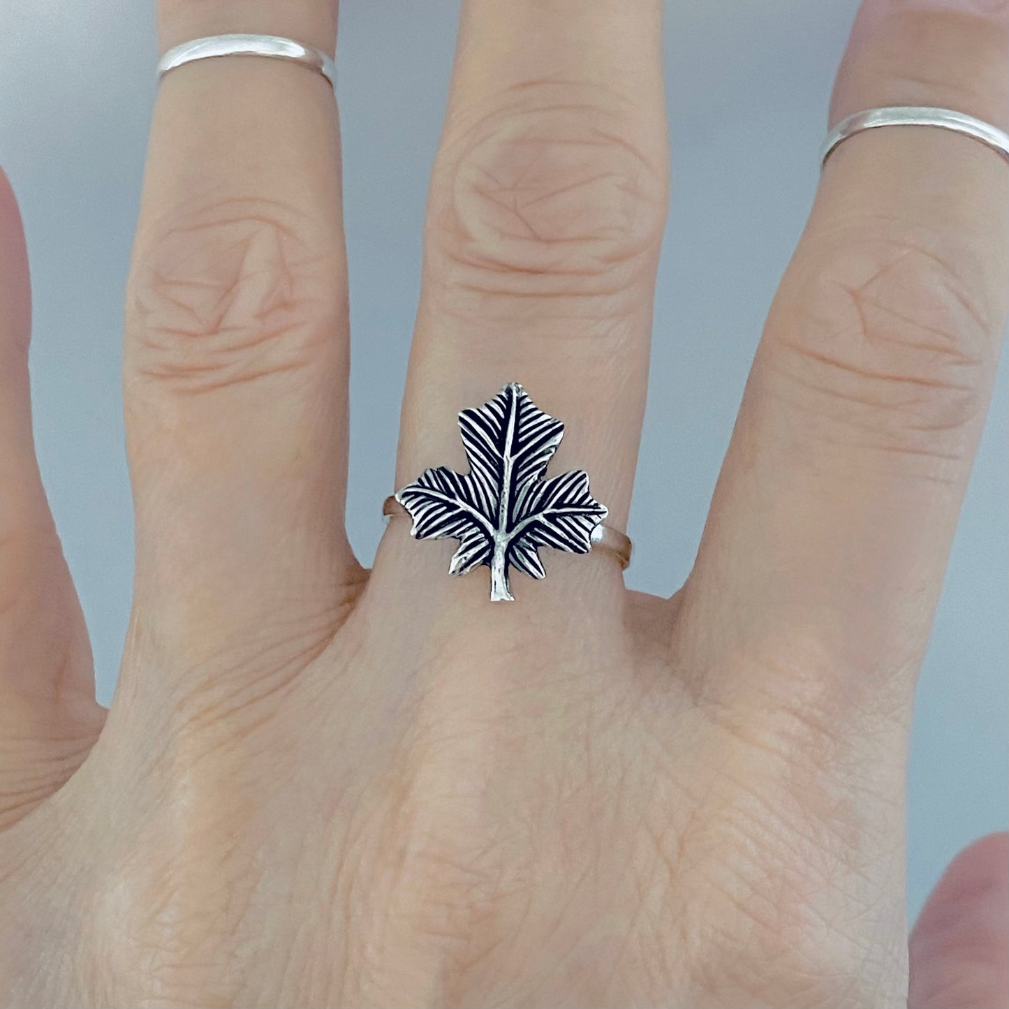Sterling Silver Delicate Maple Leaf Ring, Tree Ring, Canadian Leaves, Silver Rings, Canada Trees