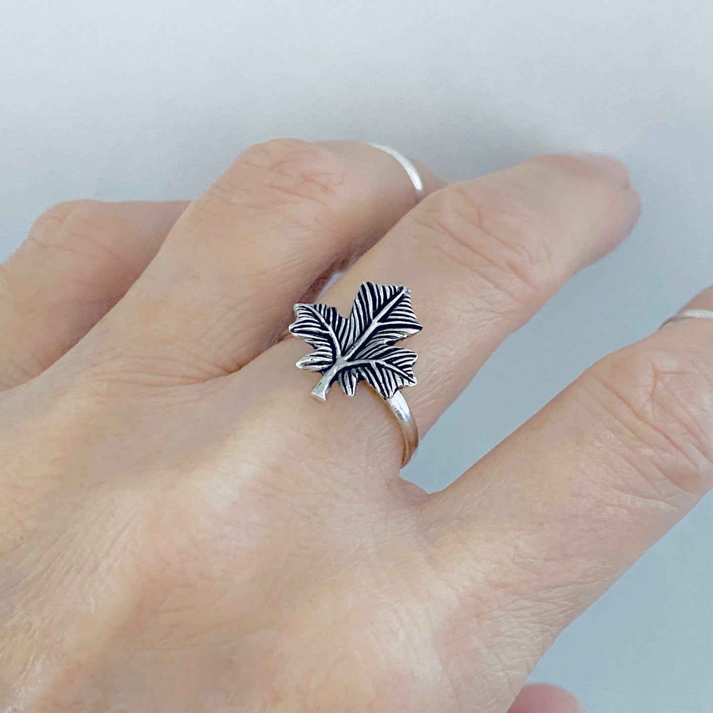 Sterling Silver Delicate Maple Leaf Ring, Tree Ring, Canadian Leaves, Silver Rings, Canada Trees