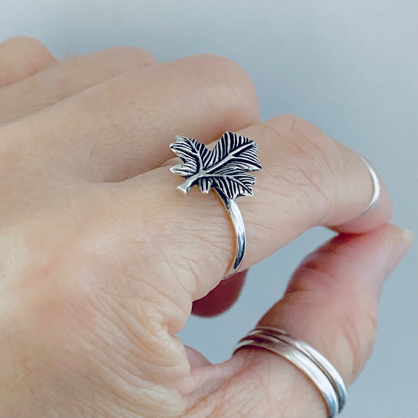 Sterling Silver Delicate Maple Leaf Ring, Tree Ring, Canadian Leaves, Silver Rings, Canada Trees