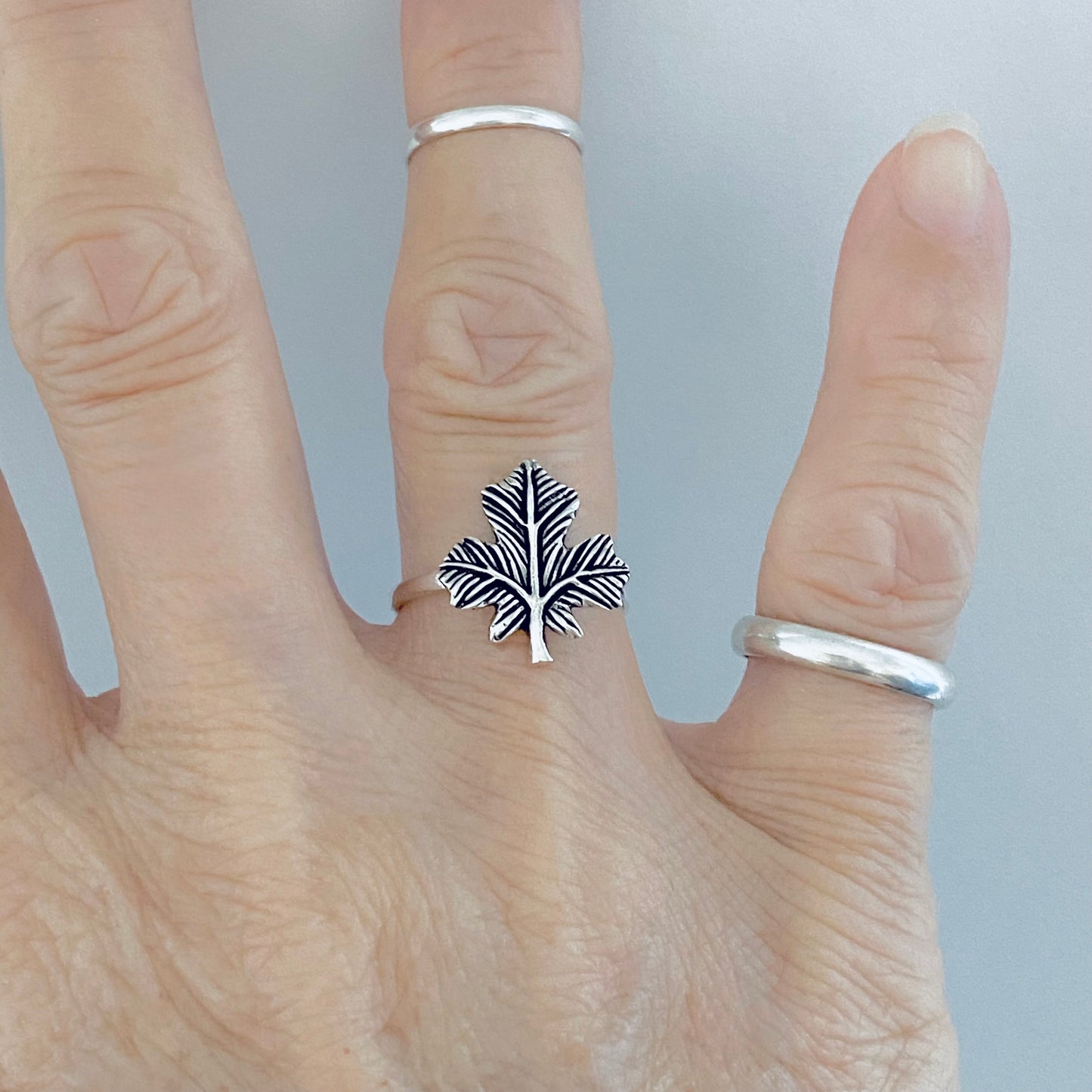 Sterling Silver Delicate Maple Leaf Ring, Tree Ring, Canadian Leaves, Silver Rings, Canada Trees