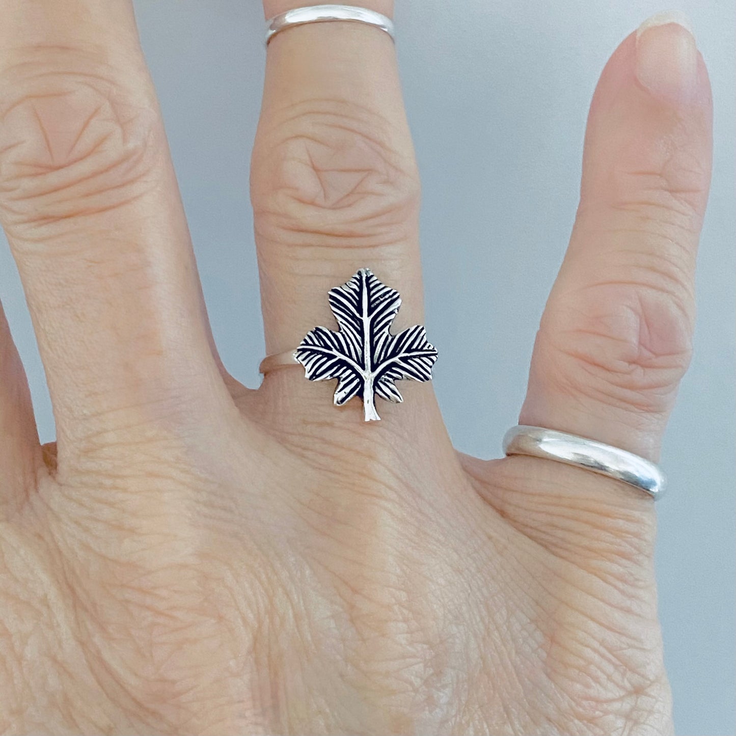 Sterling Silver Delicate Maple Leaf Ring, Tree Ring, Canadian Leaves, Silver Rings, Canada Trees