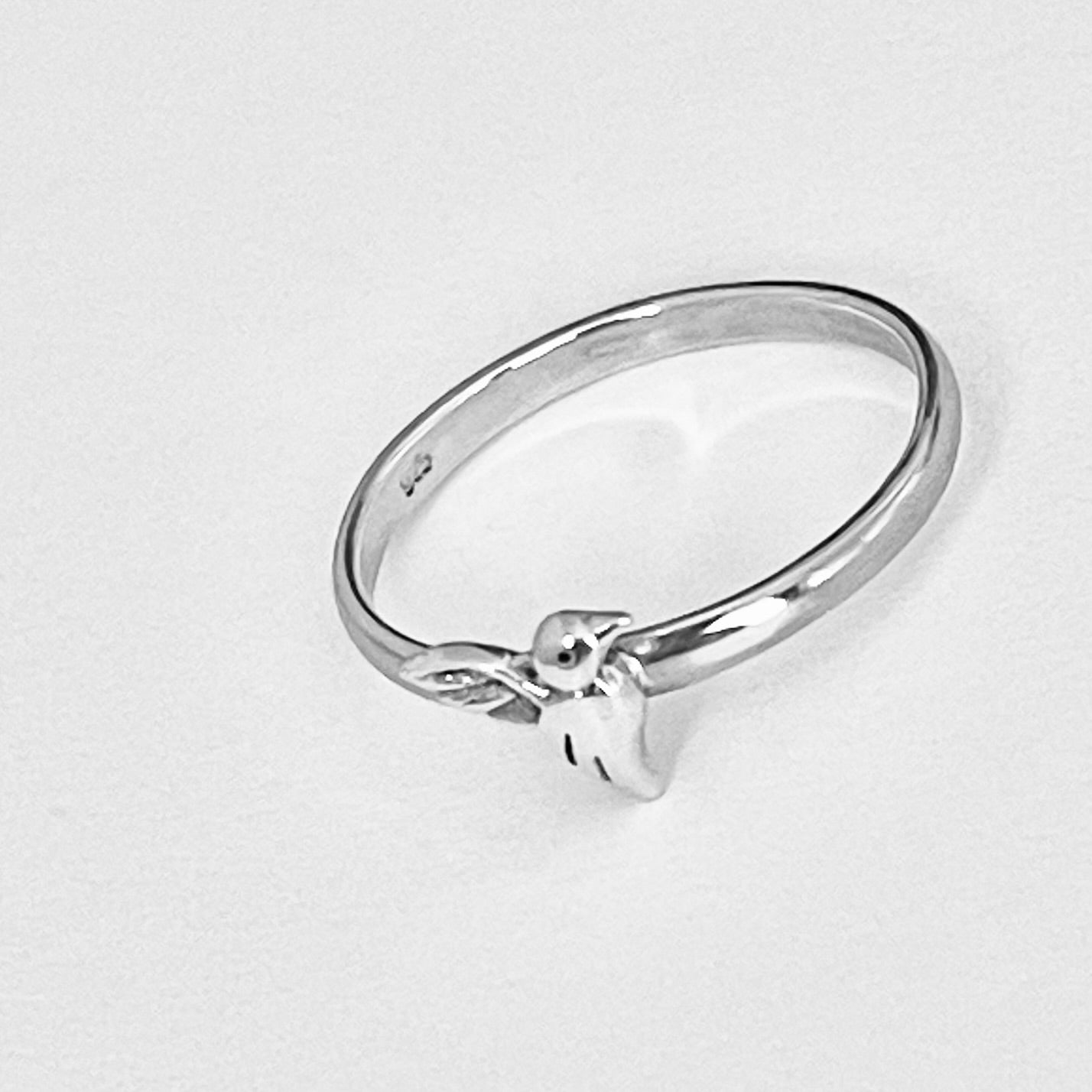 Sterling Silver Tiny Hummingbird Ring – Minimalist Spirit Bird Animal Silver Rings