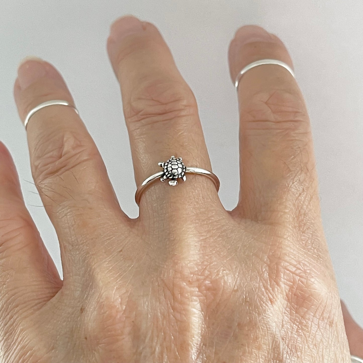 Sterling Silver Little Dainty Turtle Ring, Sea Animals, Ocean Jewelry