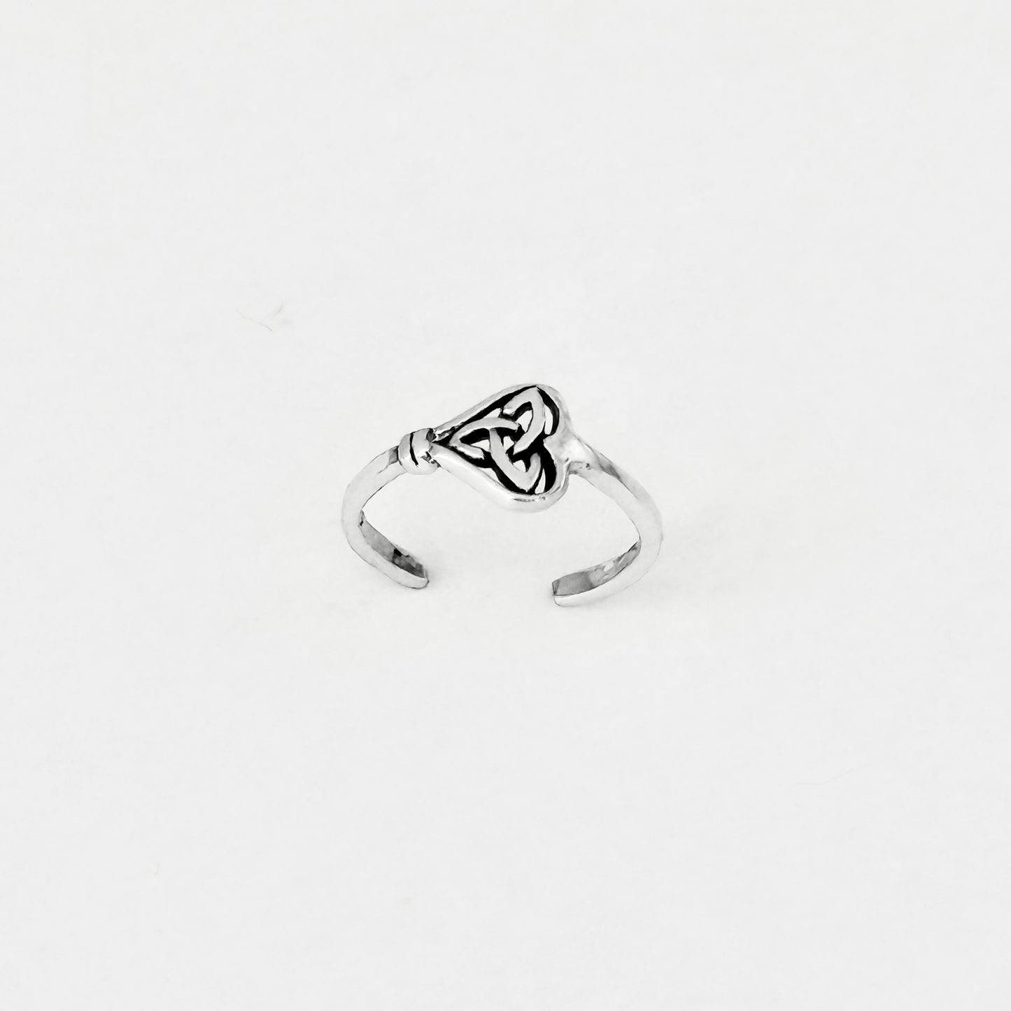 Sterling Silver Triquetra Heart Key Toe Ring, Eternity Love Rings, Celtic Knots