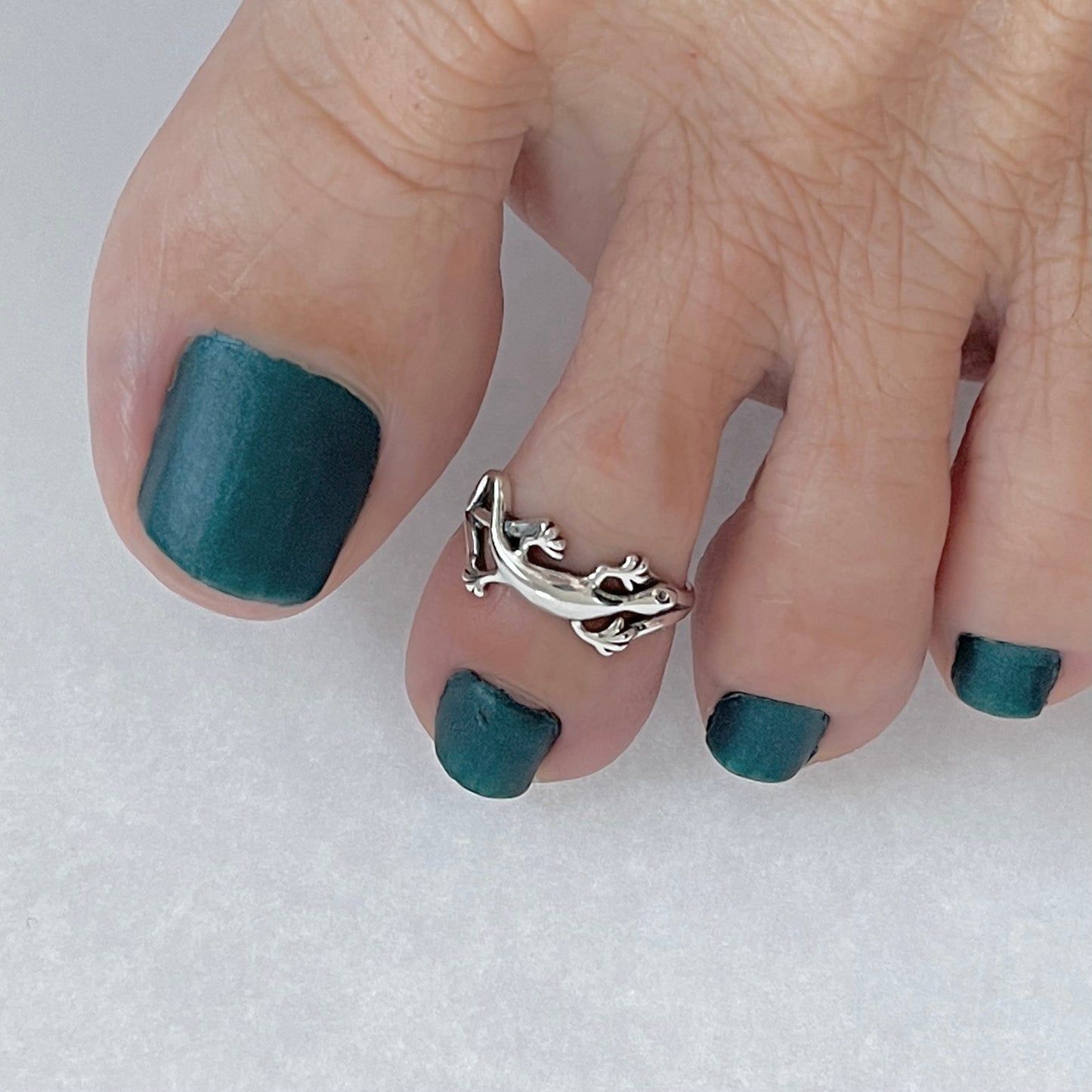 925 Sterling Silver Lizard Toe Ring – Adjustable Gecko Silver Ring, Dainty Reptile Jewelry