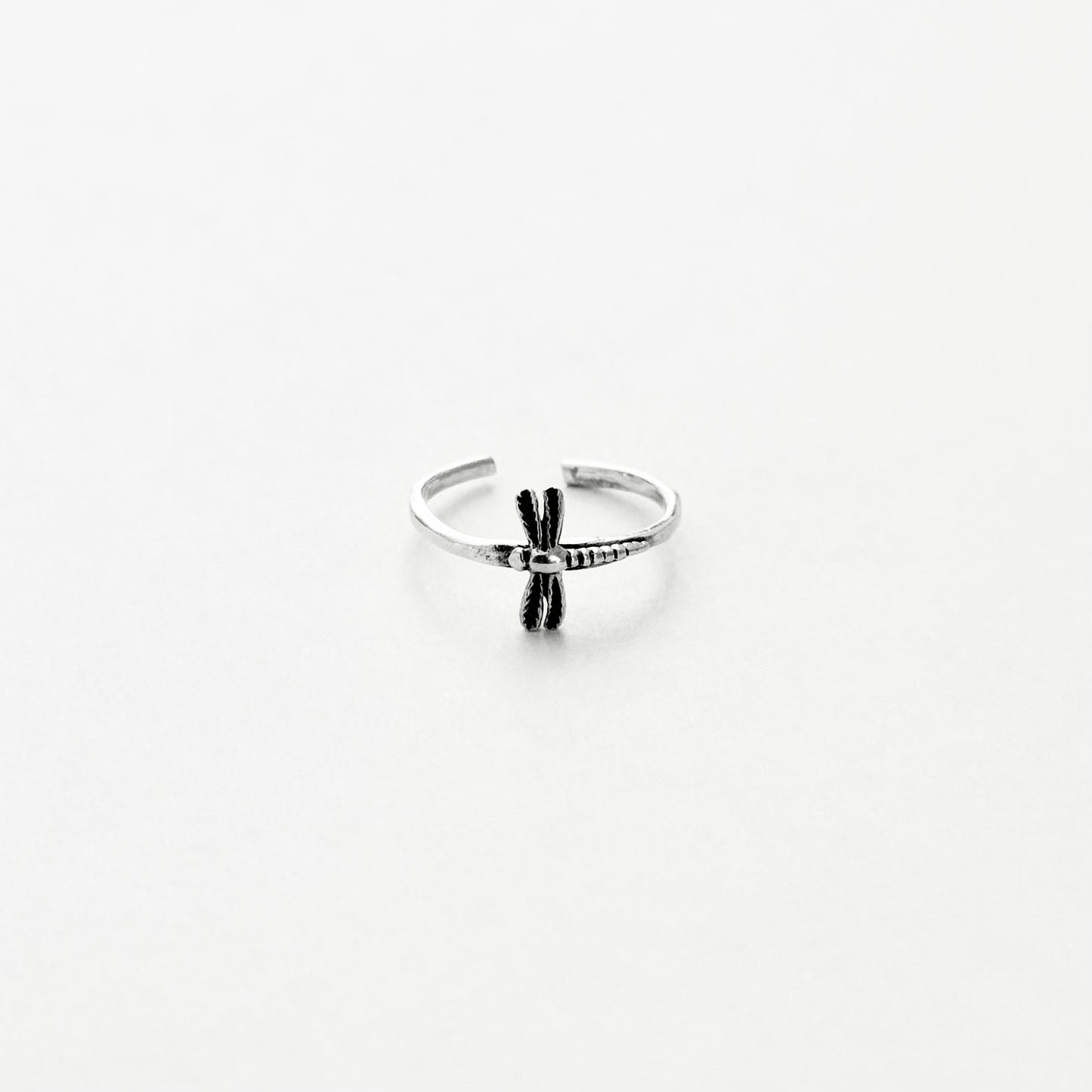 Sterling Silver Dragonfly Toe Ring with Hammered Band, Silver Rings, Spirit Bugs, Insect Wings