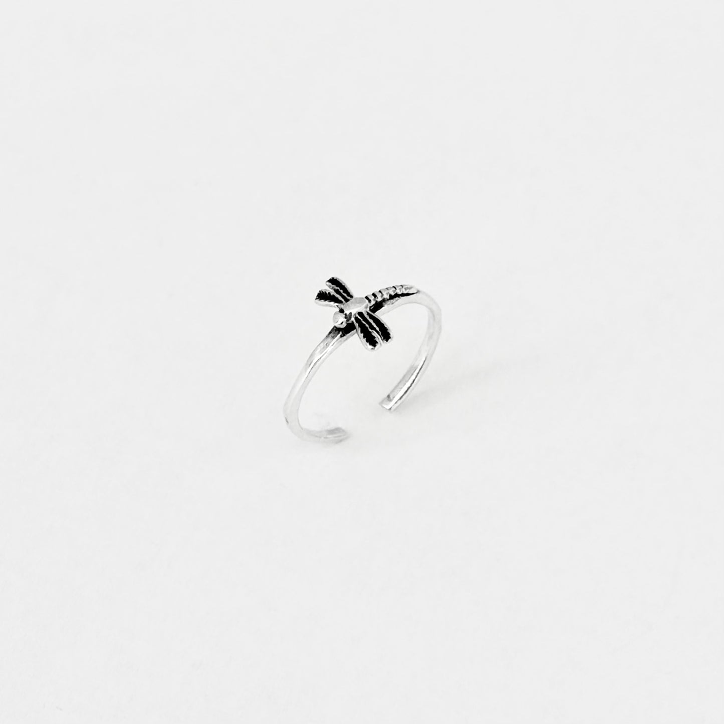 Sterling Silver Dragonfly Toe Ring with Hammered Band, Silver Rings, Spirit Bugs, Insect Wings