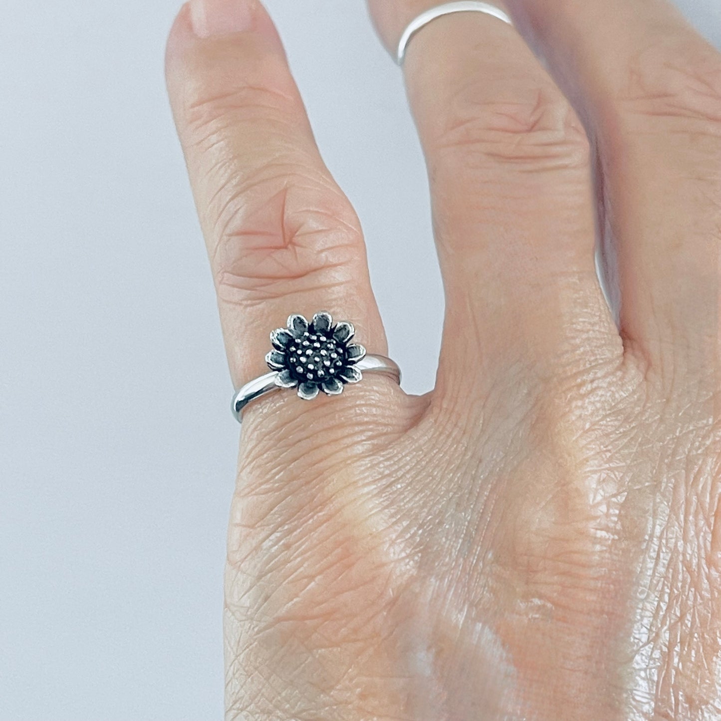 Sterling Silver Sunflower Ring, Flower Ring, Silver Rings, Sun Flowers
