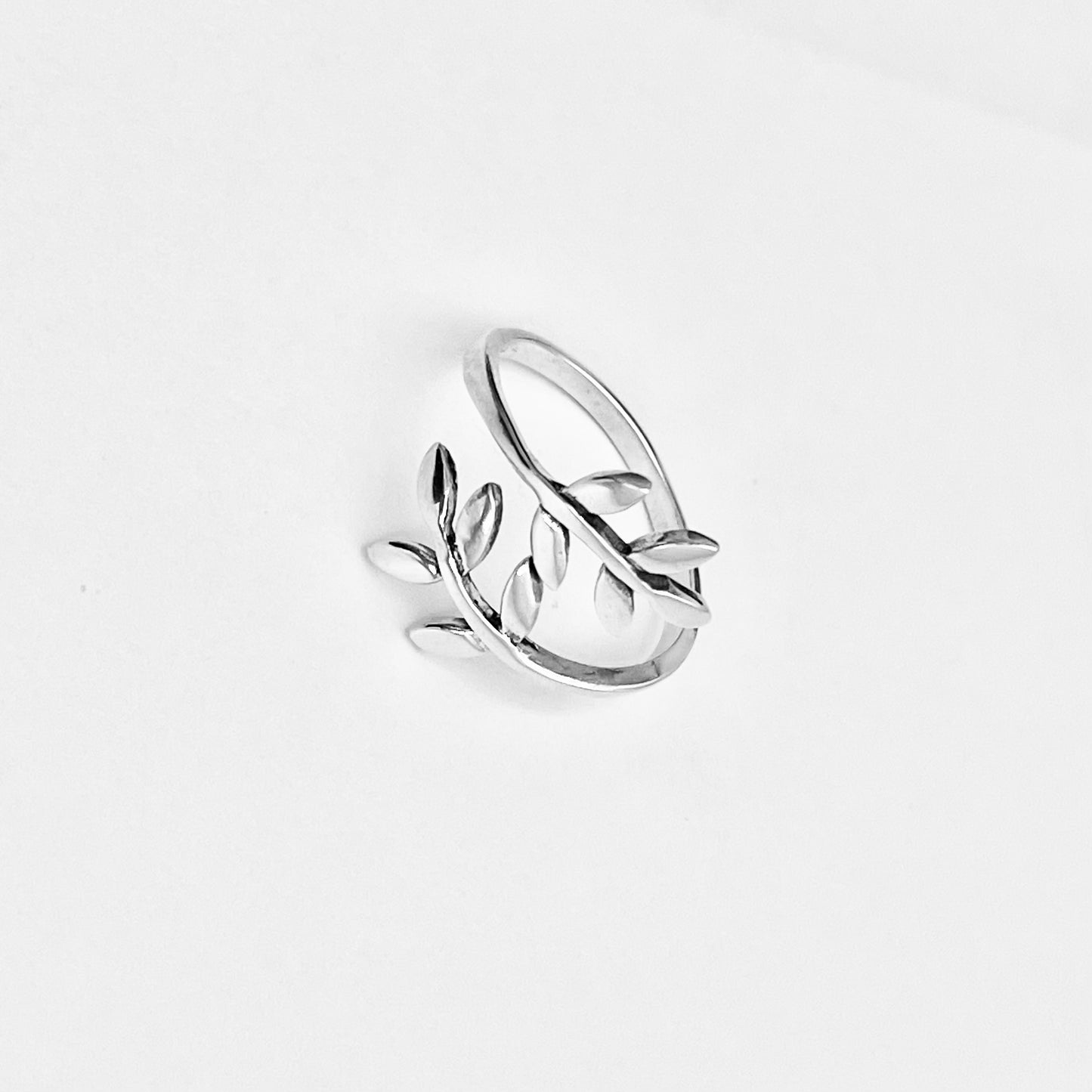Sterling Silver Delicate Wraparound Olive Leaf Ring, Tree of Life Jewelry, Branch Leaves