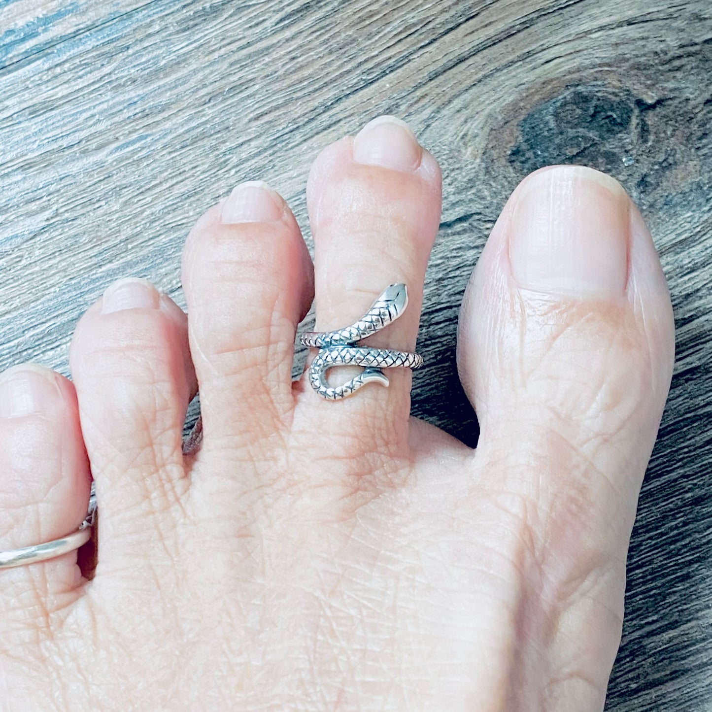 Sterling Silver Snake Toe Ring, Reptile Silver Rings, Animal Ring, Snakes