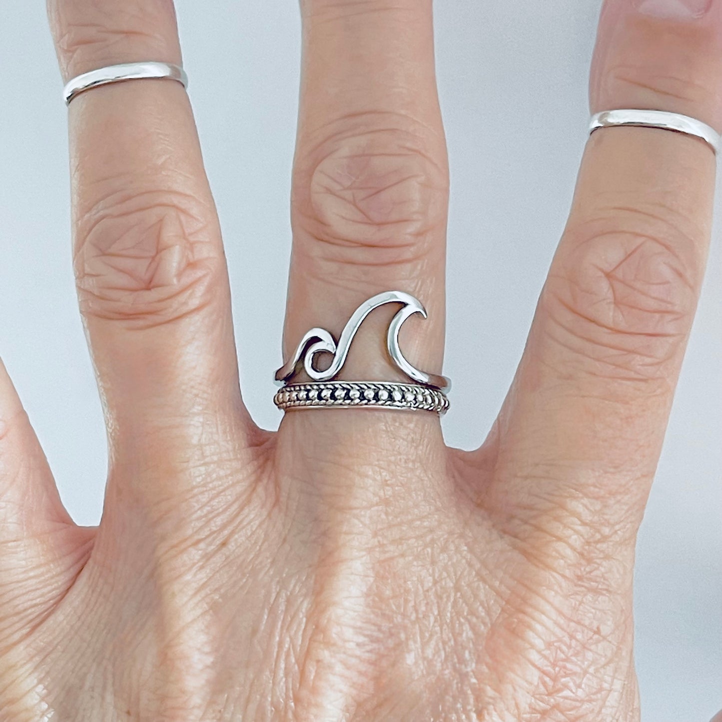 925 Sterling Silver Eternity Beaded Band Ring | Stackable Dainty Rings