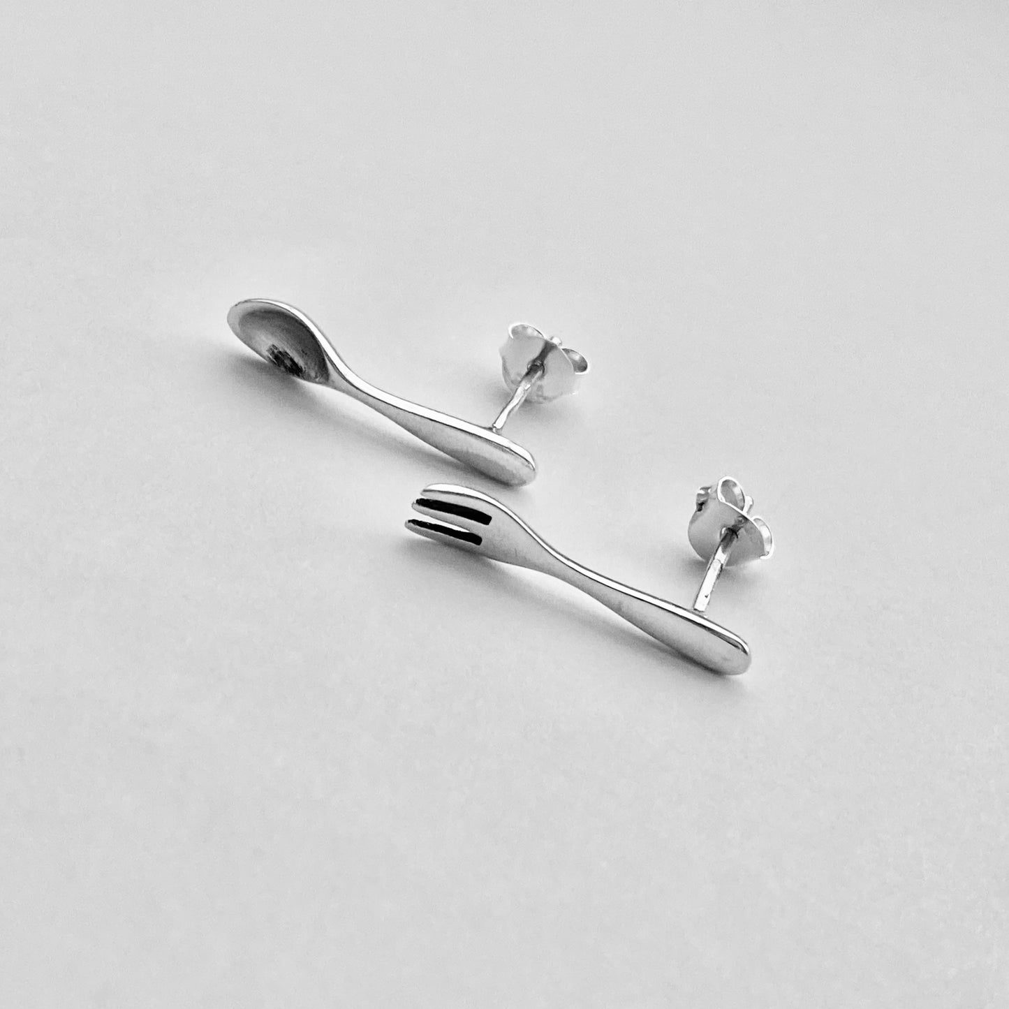 Sterling Silver Spoon and Fork Earrings, Utensils Earring, Chefs Earring, Cooking, Kitchen