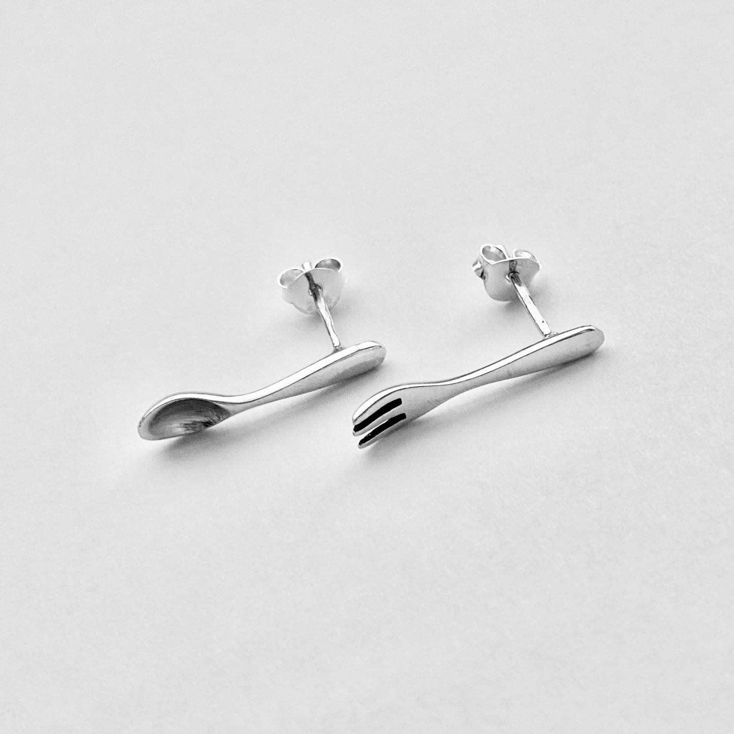 Sterling Silver Spoon and Fork Earrings, Utensils Earring, Chefs Earring, Cooking, Kitchen
