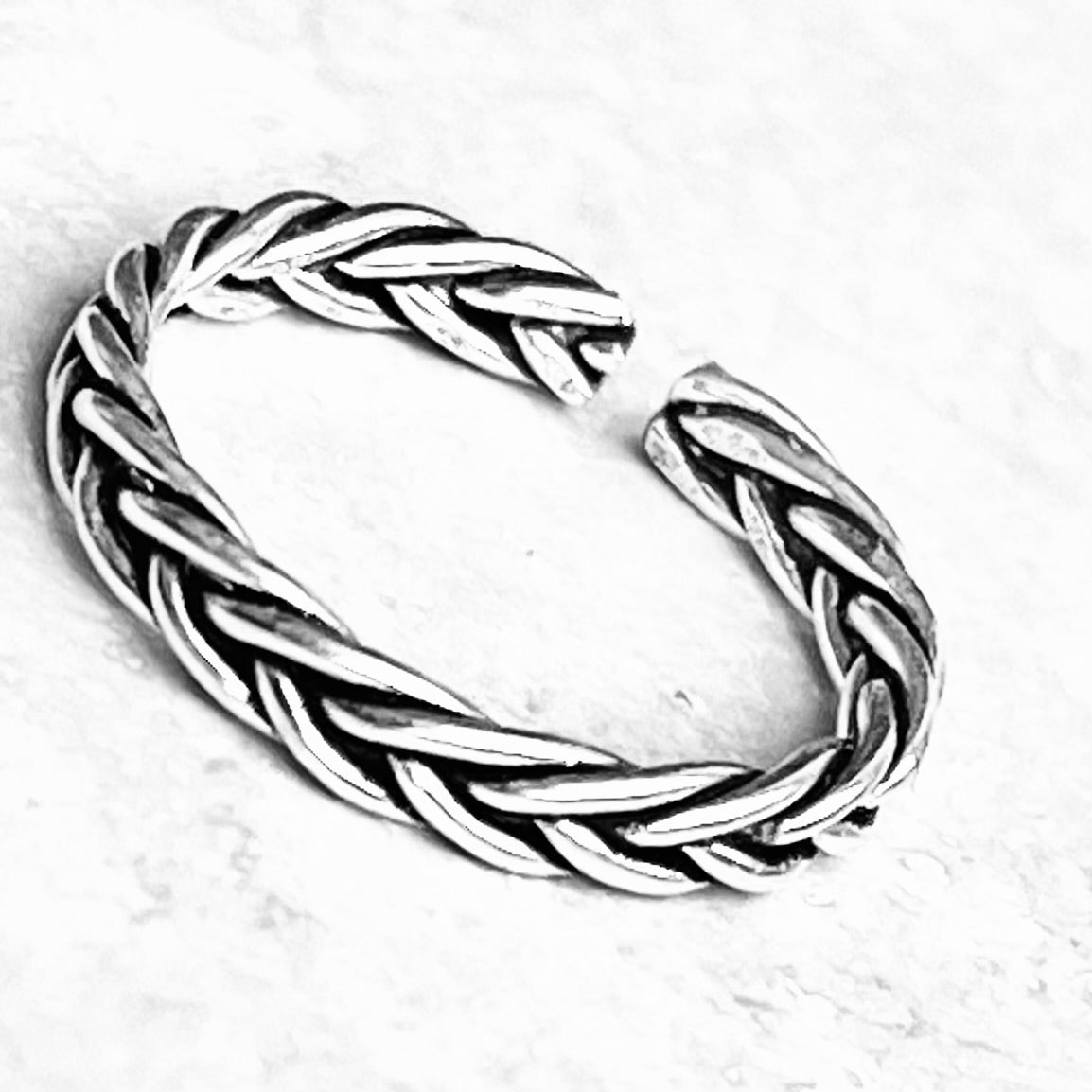 Sterling Silver Tight Braid Toe Ring, Silver Rings, Silver Band, Braided