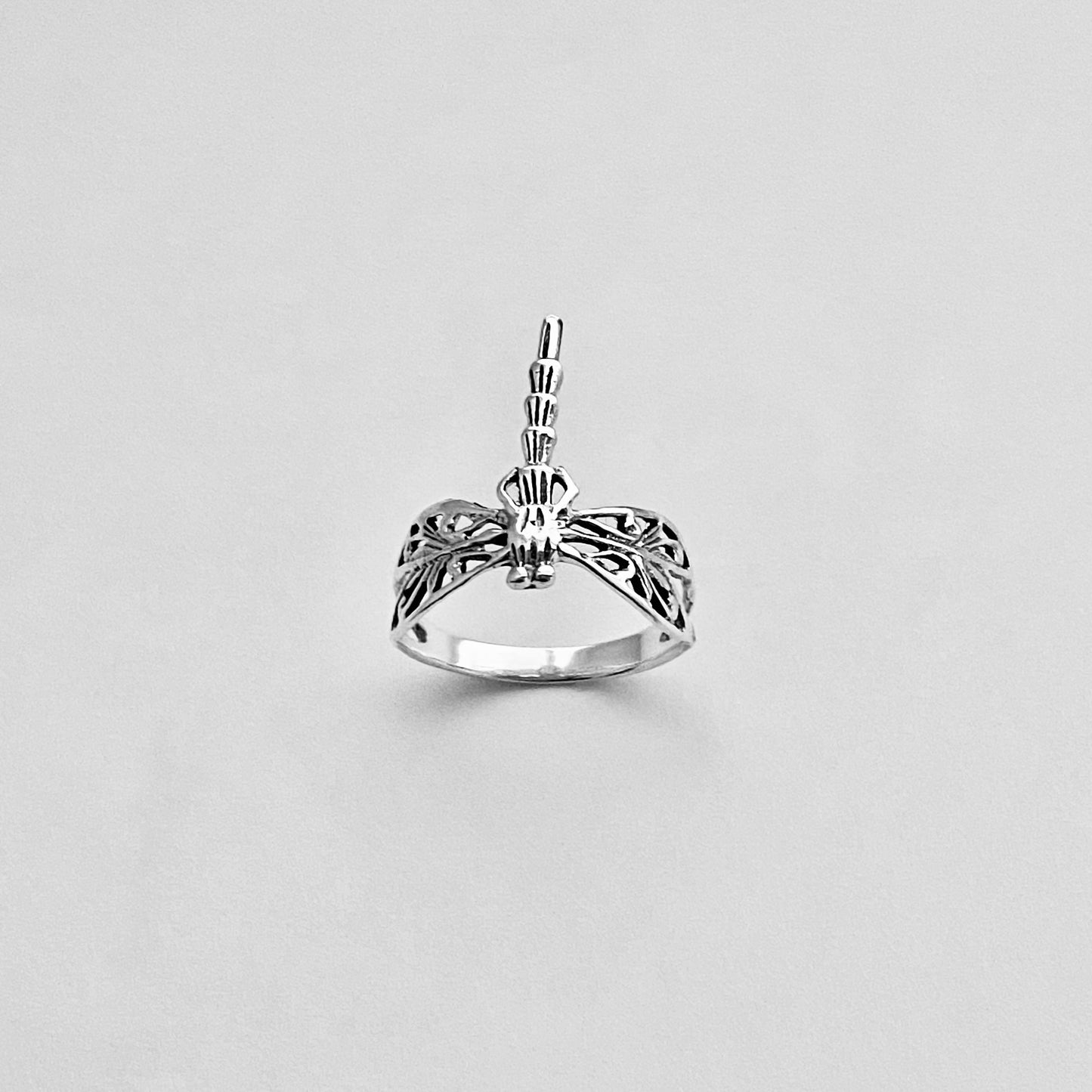 Sterling Silver Thin Filigree Dragonfly Ring, Silver Rings, Spirit Bugs, Insect