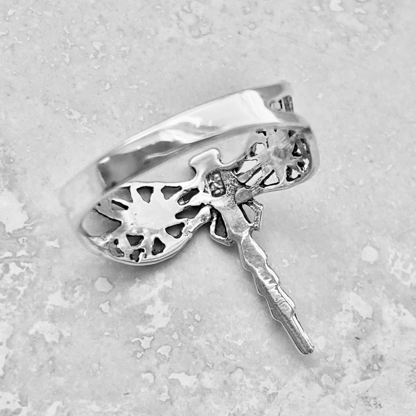 Sterling Silver Thin Filigree Dragonfly Ring, Silver Rings, Spirit Bugs, Insect