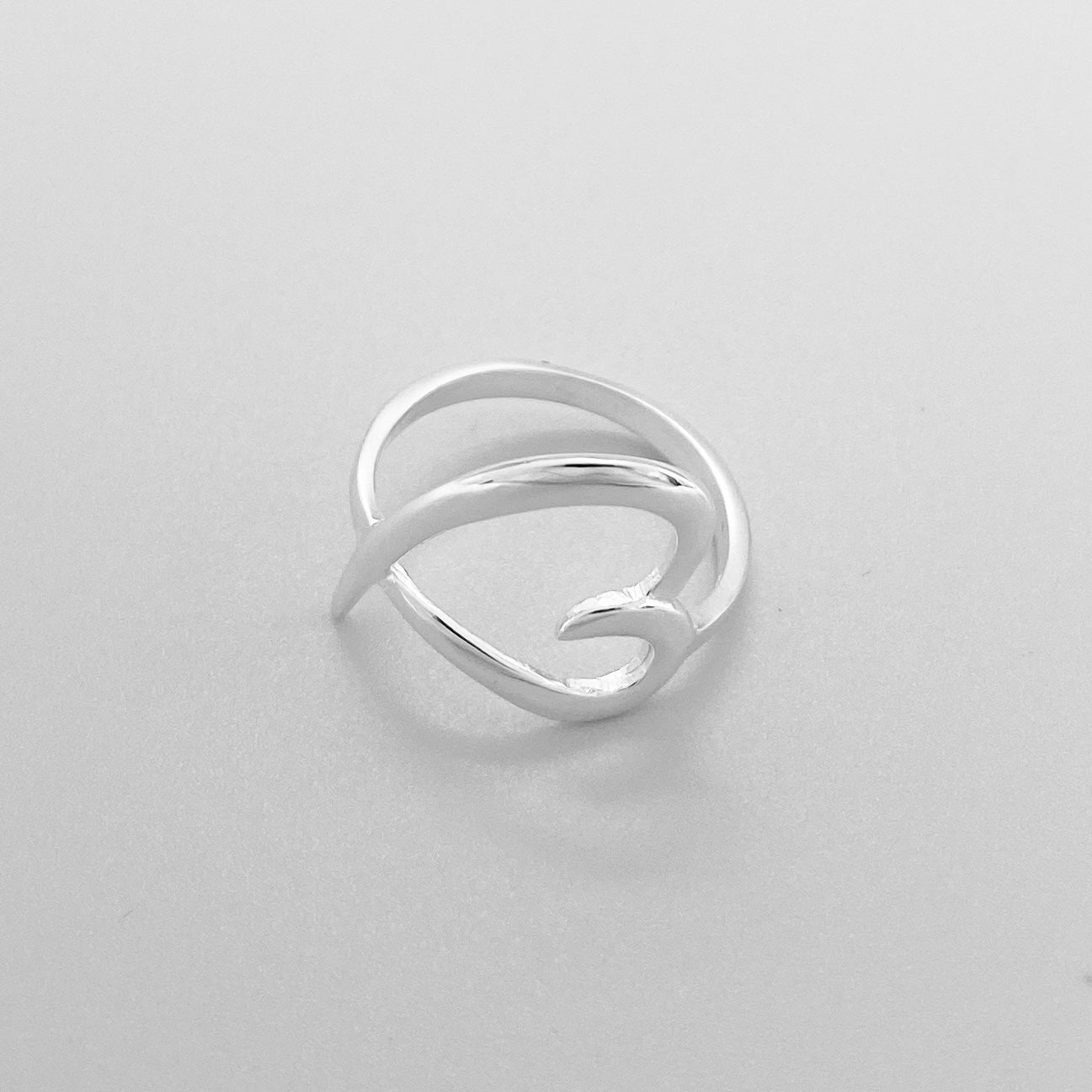 Sterling Silver High polish Open Big Heart Ring, Silver Rings, Love Hearts
