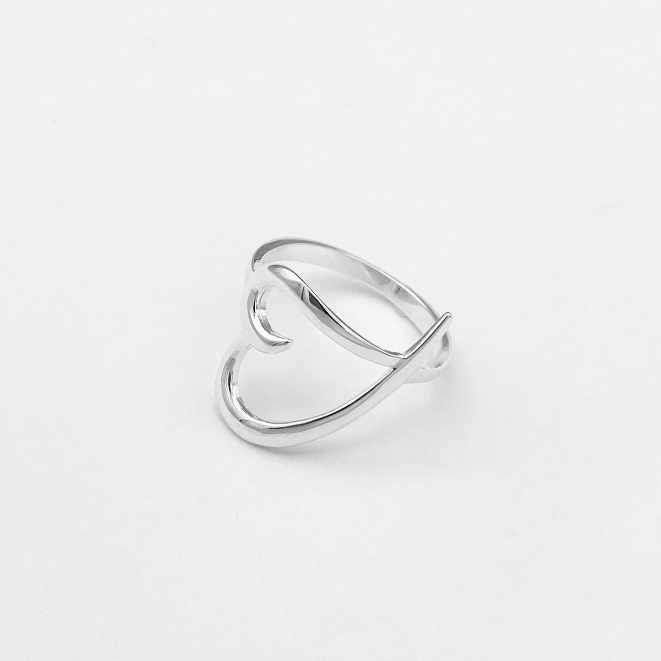 Sterling Silver High polish Open Big Heart Ring, Silver Rings, Love Hearts
