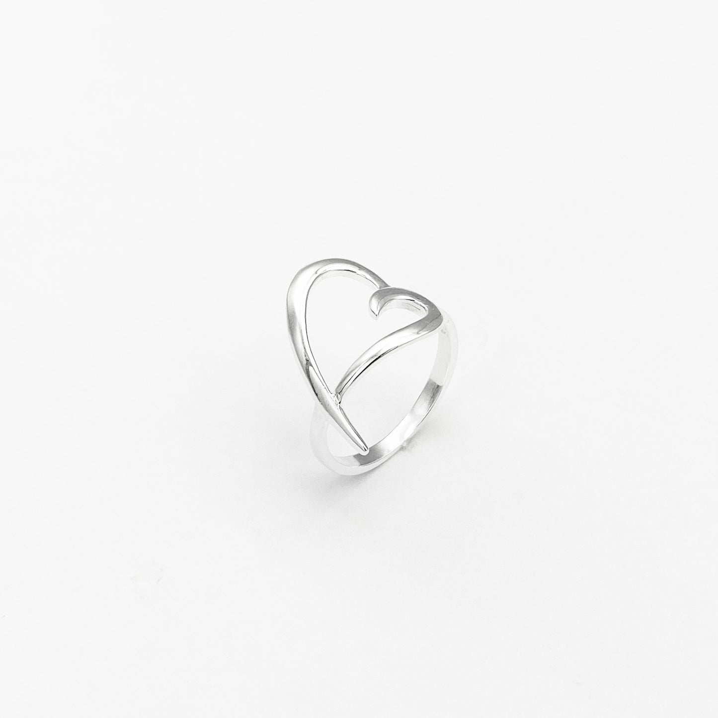 Sterling Silver High polish Open Big Heart Ring, Silver Rings, Love Hearts