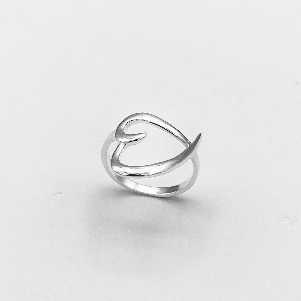 Sterling Silver High polish Open Big Heart Ring, Silver Rings, Love Hearts
