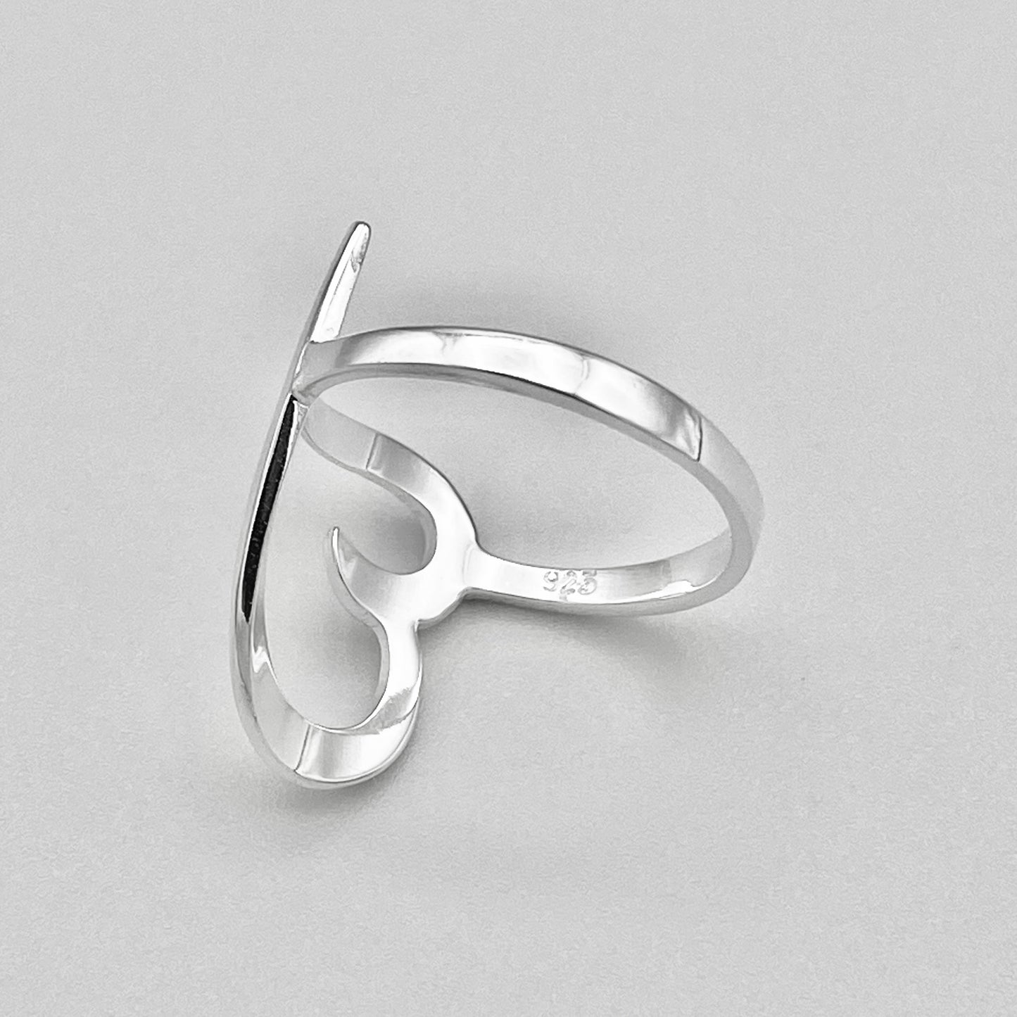 Sterling Silver High polish Open Big Heart Ring, Silver Rings, Love Hearts