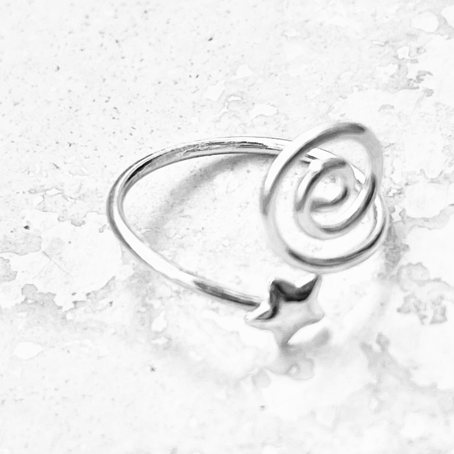 Sterling Silver Delicate Wire Spiral and Star Toe Ring, Celestial Jewelry, Swirl Rings, Stars