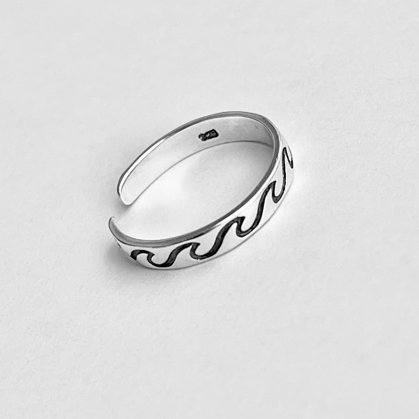 925 Sterling Silver Eternity Wave Band Toe Ring – Adjustable Ocean Silver Ring, Dainty Beach Jewelry