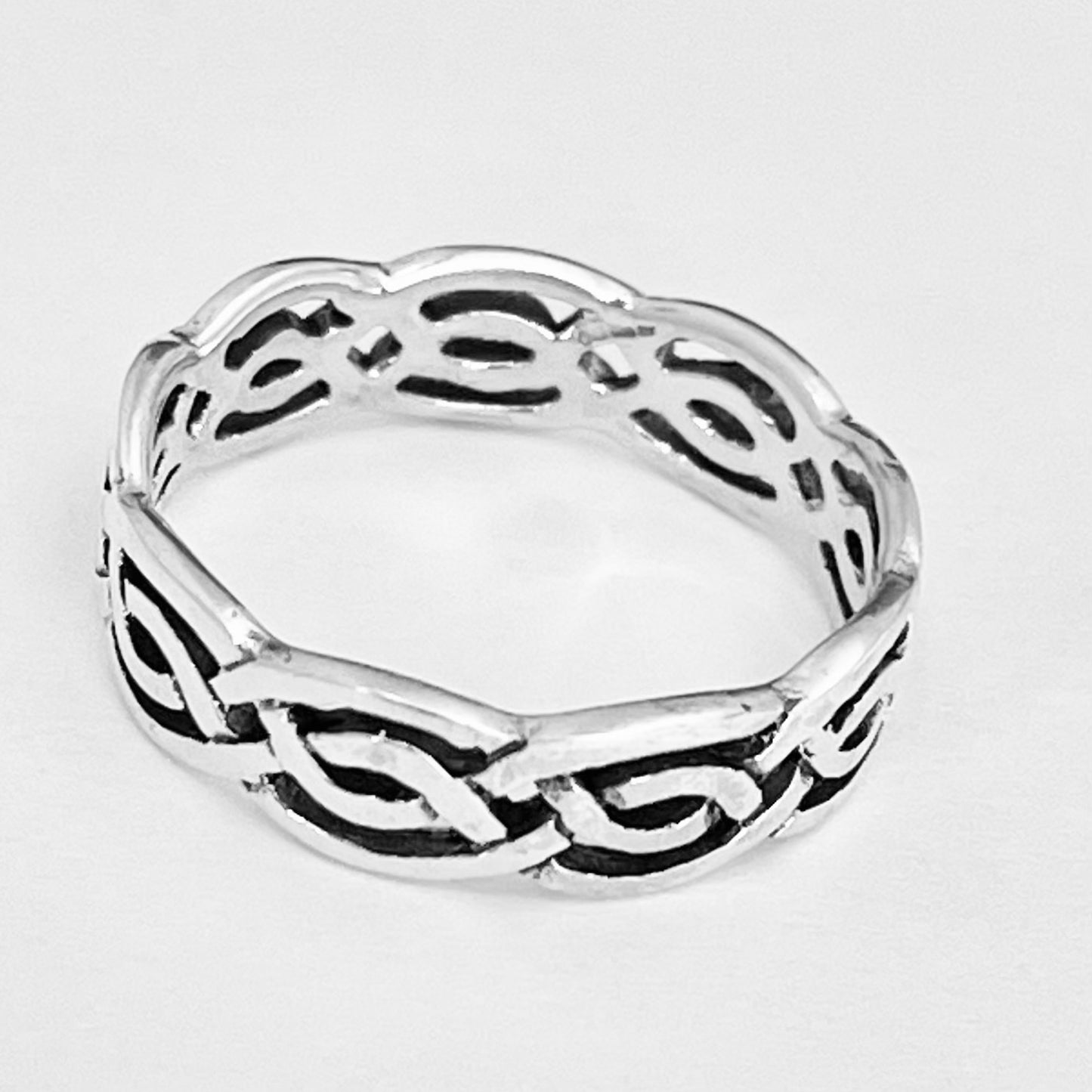 Sterling Silver Unisex Eternity Celtic Band Ring | Wedding & Weave Rings